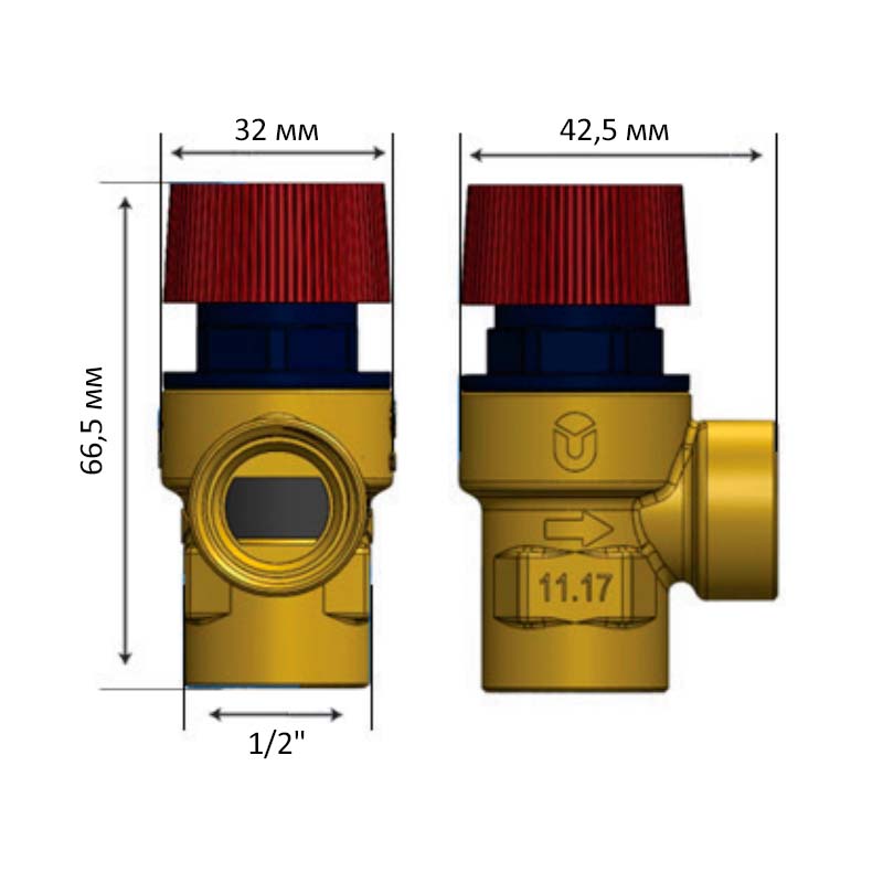 Клапан запобіжний Roho R2001-060 - 1/2" ВН (6 бар) (RO0172)