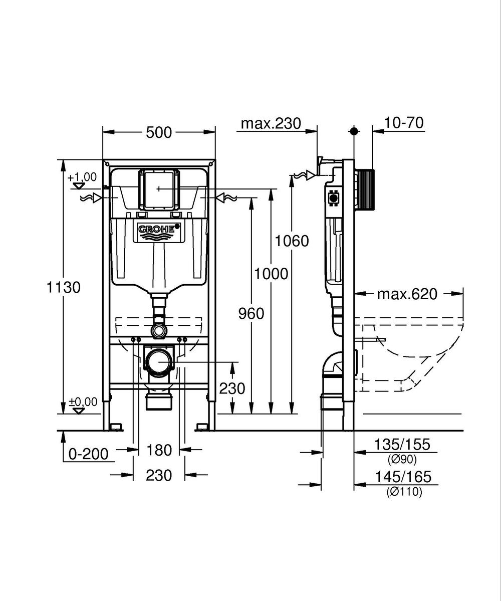 Комплект Grohe Set Унітаз ELLIPSE-0301-T3 + Інсталяція 38536001 + панель 38732000 (38536001ELLIPS0301T3)