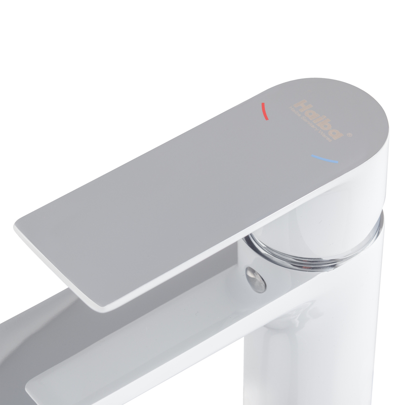 Змішувач для умивальника високий HAIBA ALEX 001 HIGH NUT WHITE-CHROME (Колір білий хром) (HB9564)
