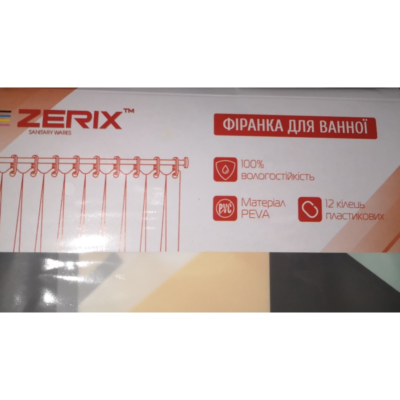 Шторка для ванної ZERIX SCP-007-180x200 з PEVA (поліетиленвінілацетату) (Візерунок "Ромби") (ZX6080)