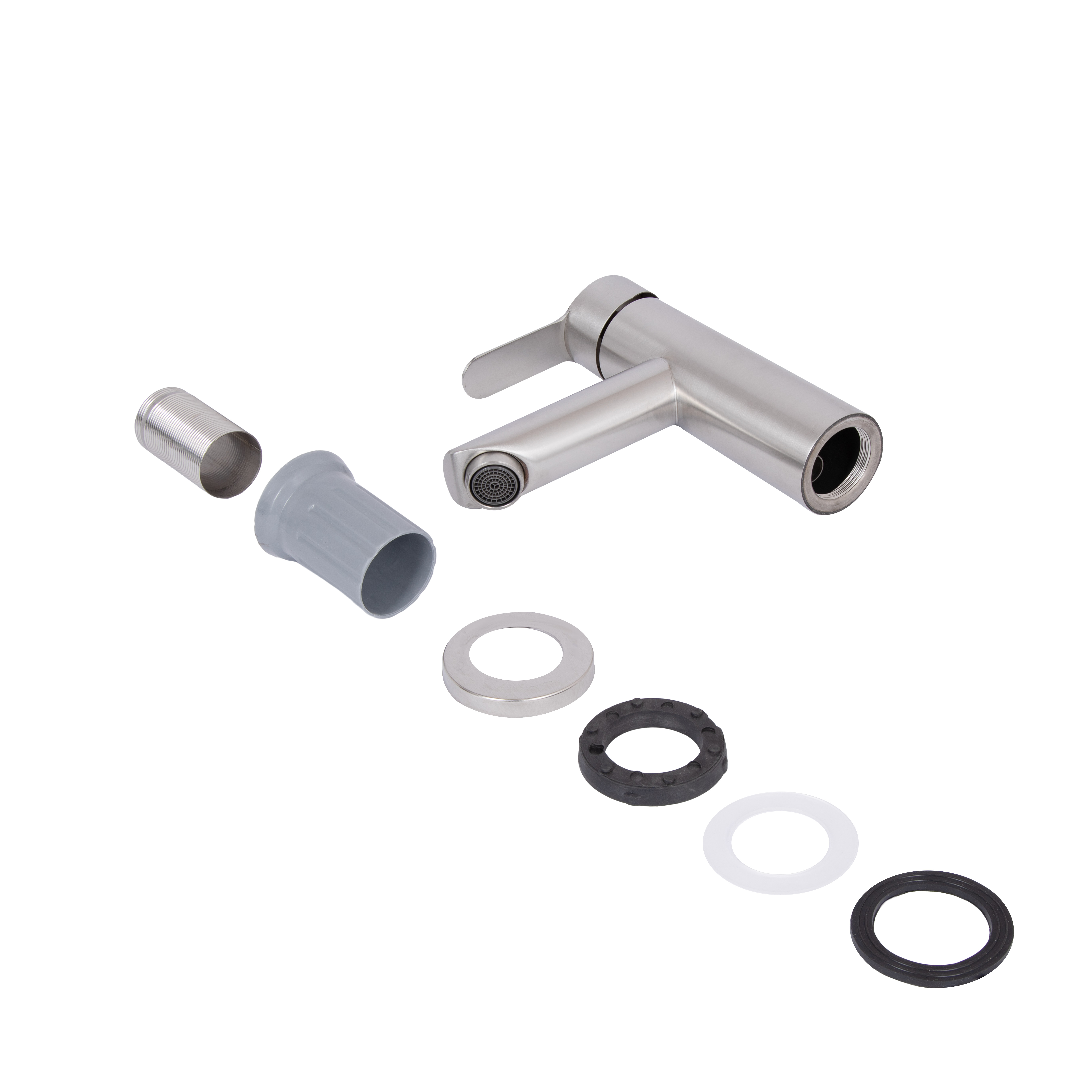 Змішувач для раковини Brinex Pure 001F низький  Nickel BRIPUR001FNKL