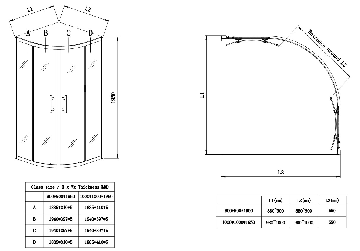 Душова кабіна без піддону KOER SR SC04-90x90x195-TR-01 прозоре скло EASY CLEAN 5мм хром (KR5360)