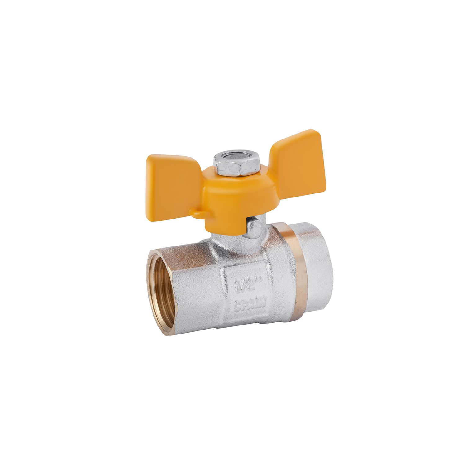 Кран кульовий для газу Karro "Standart" 1/2" ВВ PN30 жовтий метелик, нікельований