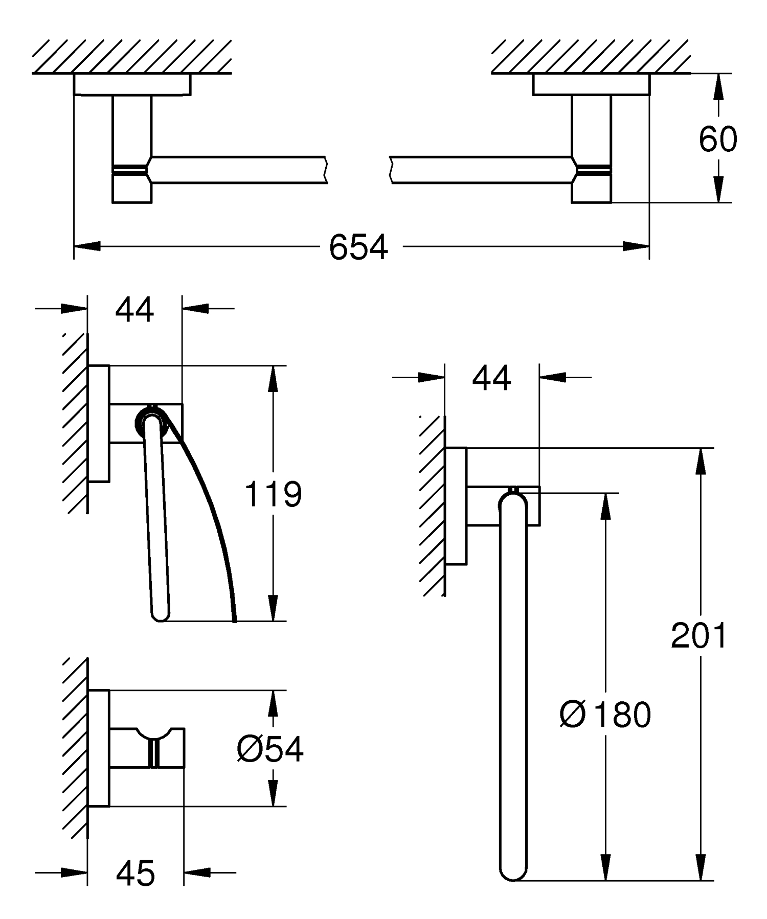 Набір аксесуарів 4 в 1 Grohe Essentials New (40776001)