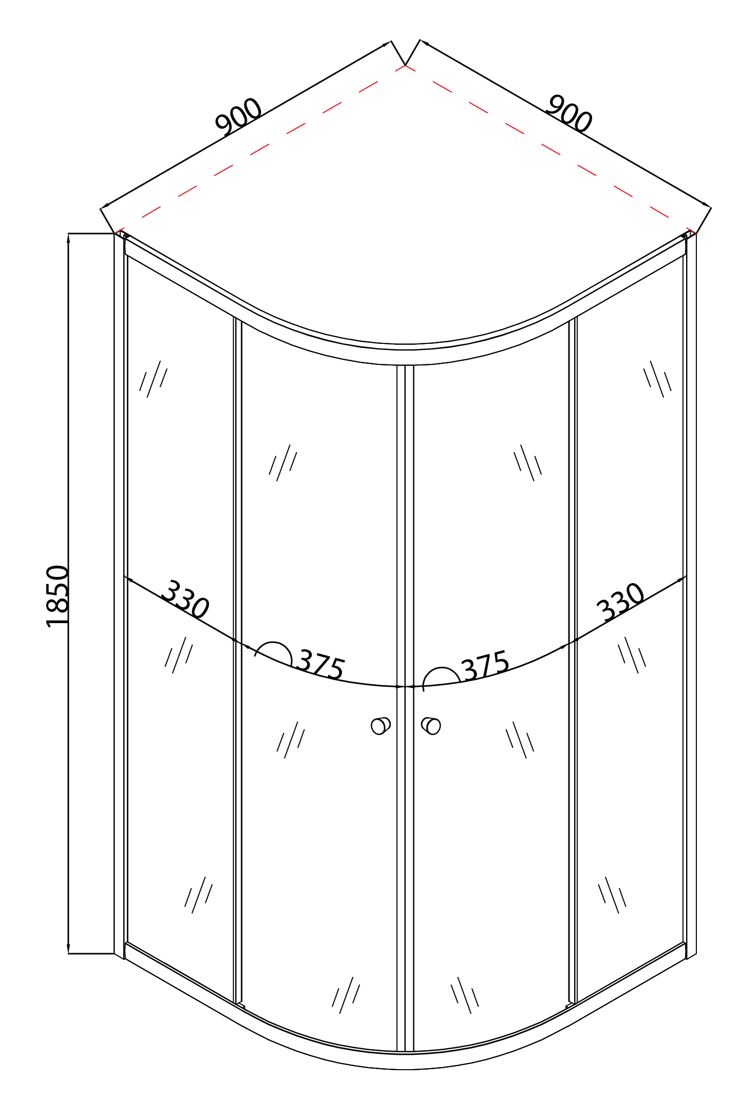 Душова кабіна без піддону MIXXUS PLAIN SC01-90x90x185-TR CHROME прозоре скло 4мм (MI6899)