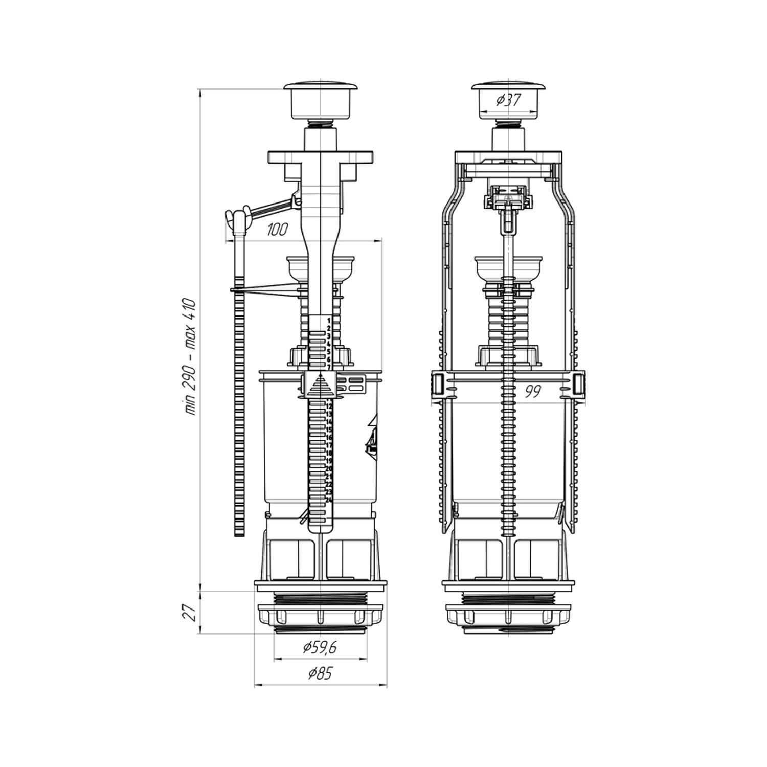 Зливний клапан для бачка унітаза ANIplast без клапана WC7030MEU