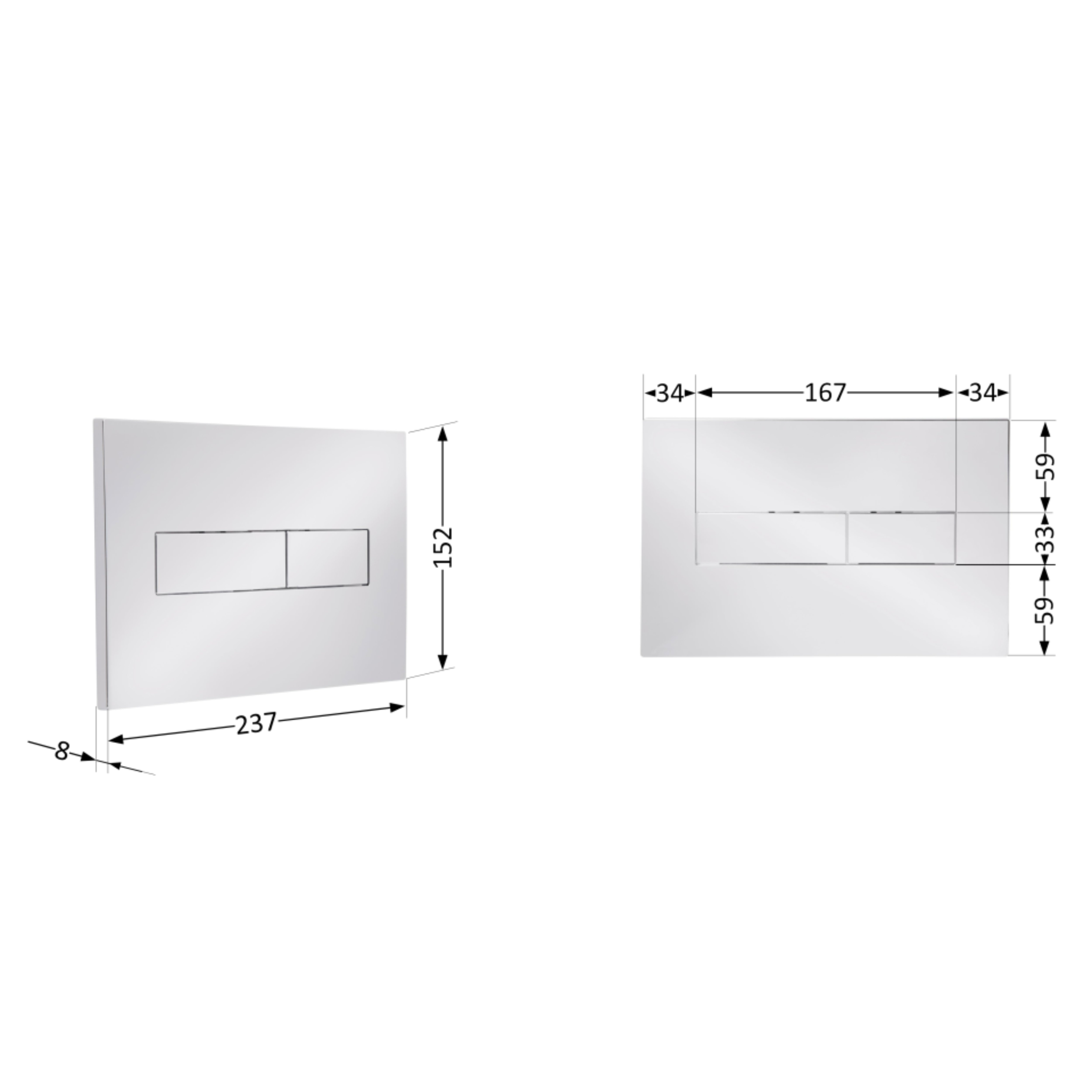 Клавіша змиву Qtap Standard 152x236x28 мм, Chrome, лінійна QTSTD164CRM49472