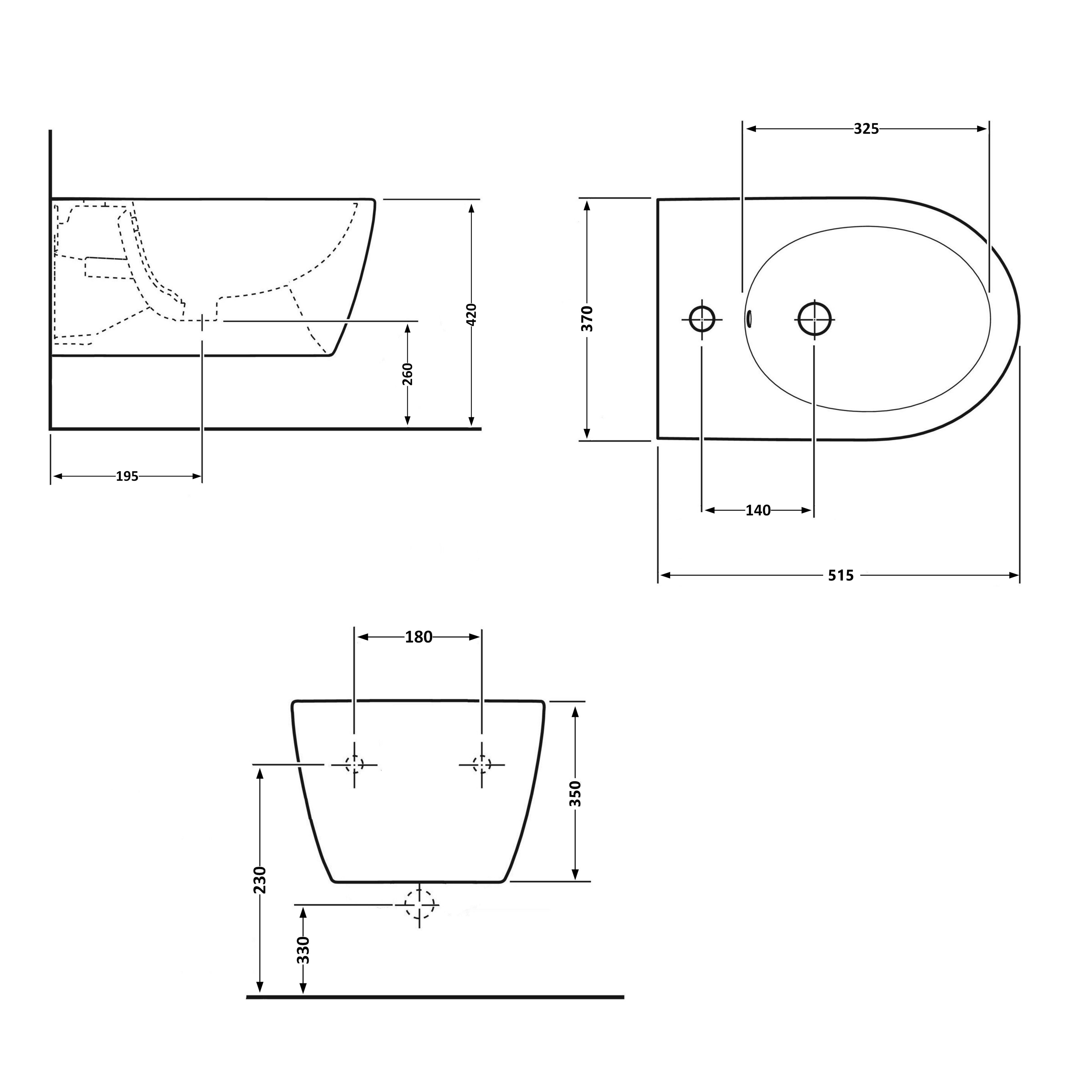 Біде підвісне Qtap Robin 515x370x350 мм, Marble QT13551381GMR