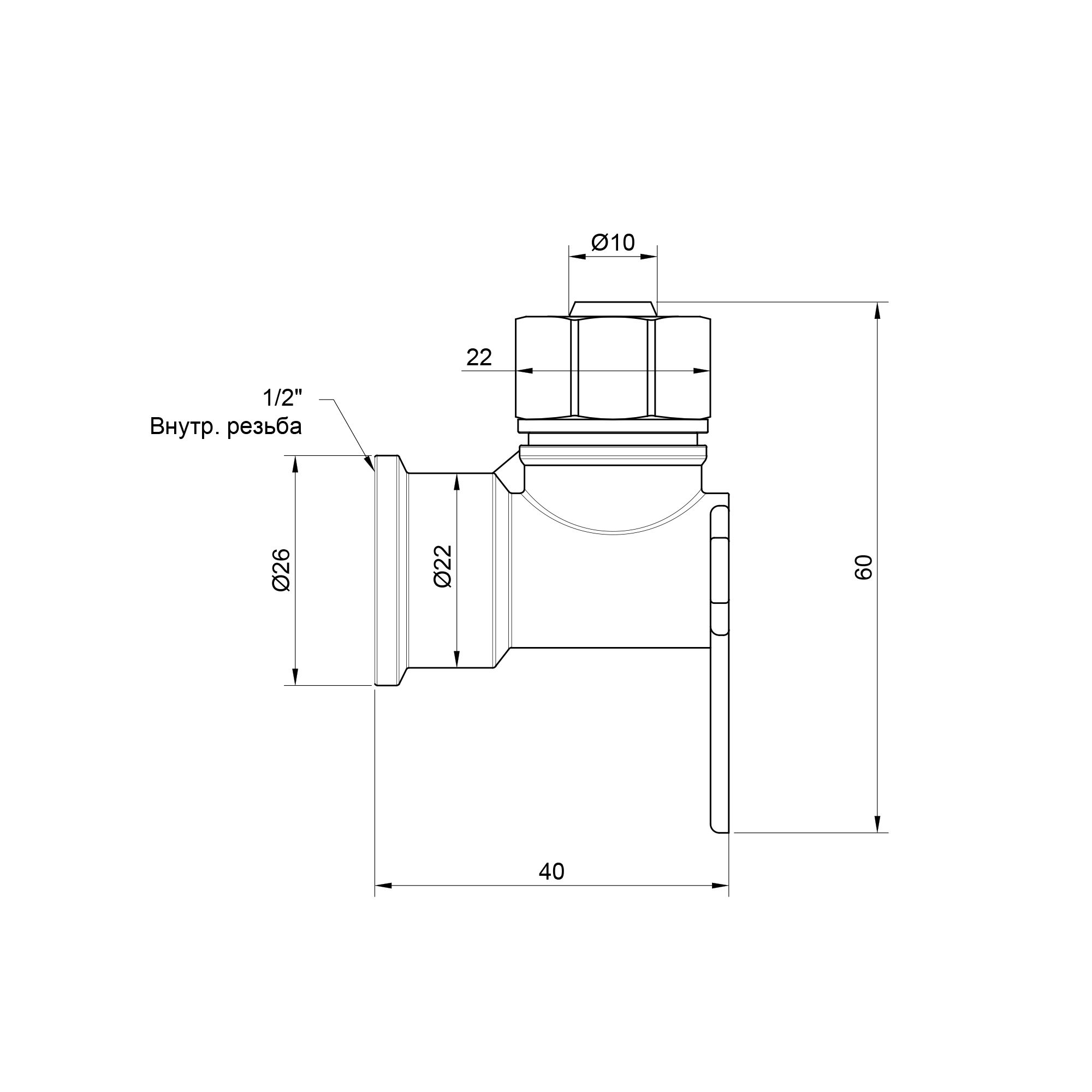 Кут обтискний SD Plus настінний 16х1/2" ВР SD162W1615