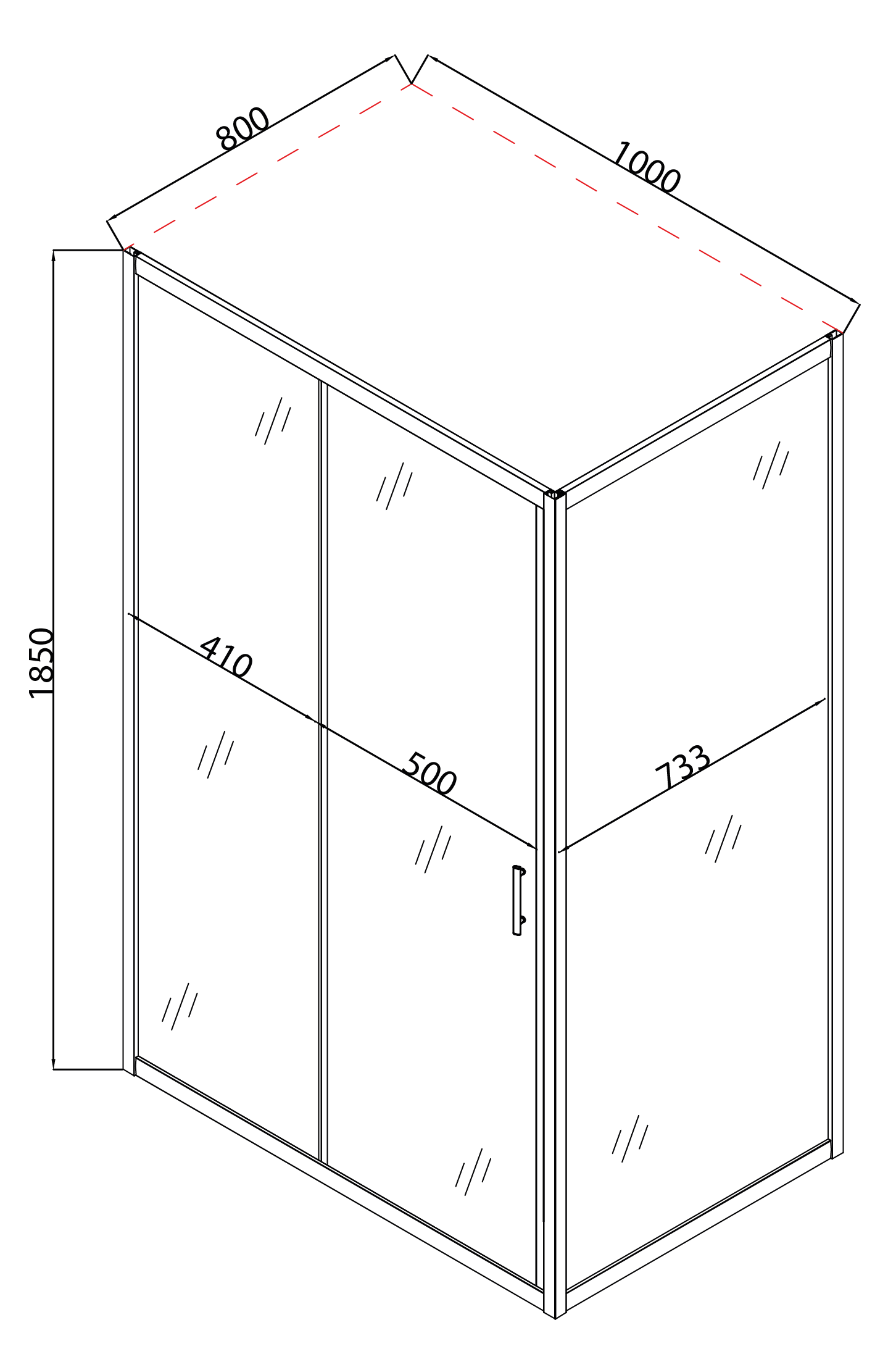 Душова кабіна без піддону MIXXUS HARD SC01-100x80x185-TR CHROME прозоре скло 5мм (MI6911)