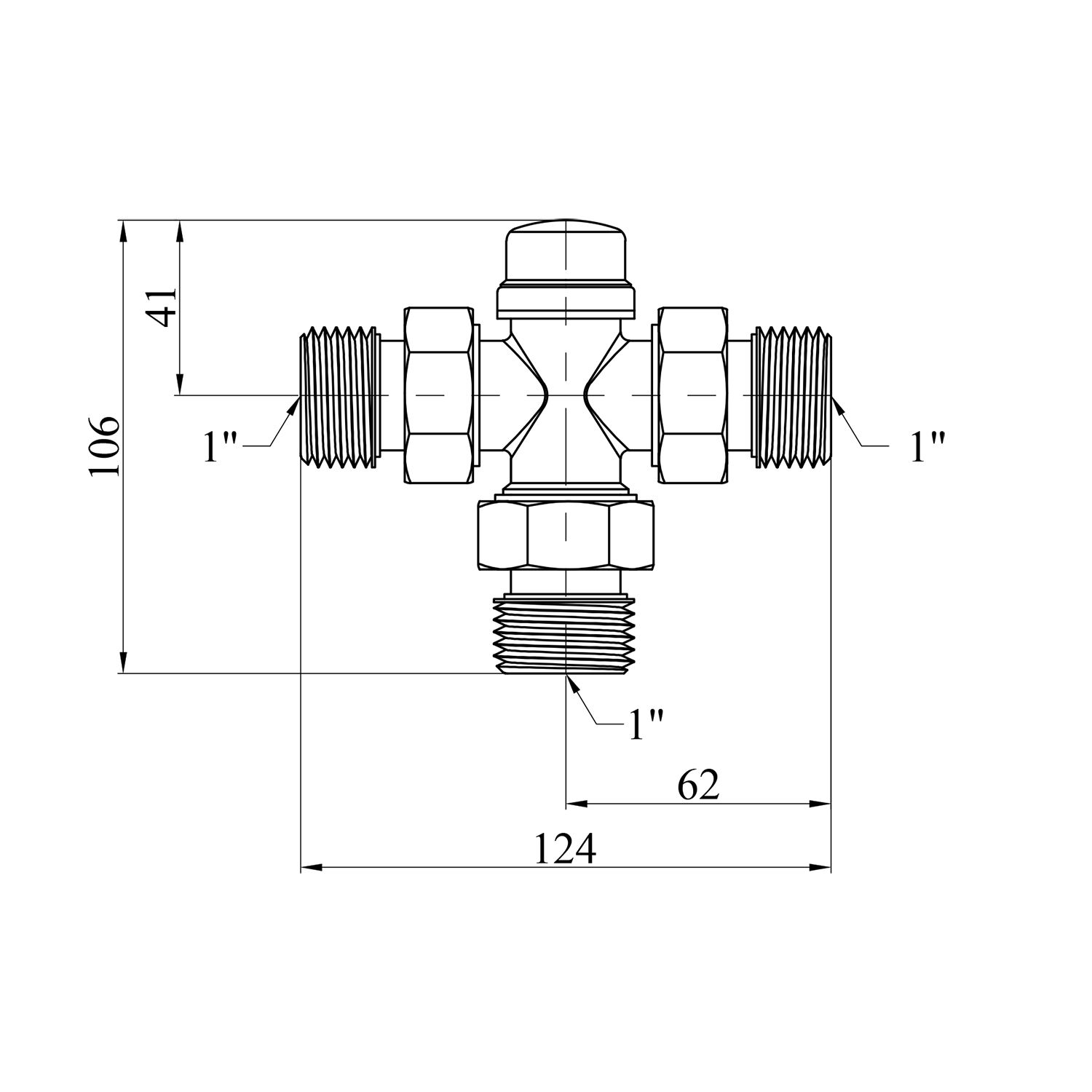 Трьохходовий клапан Karro 1" ЗЗЗ латунний KR-4300