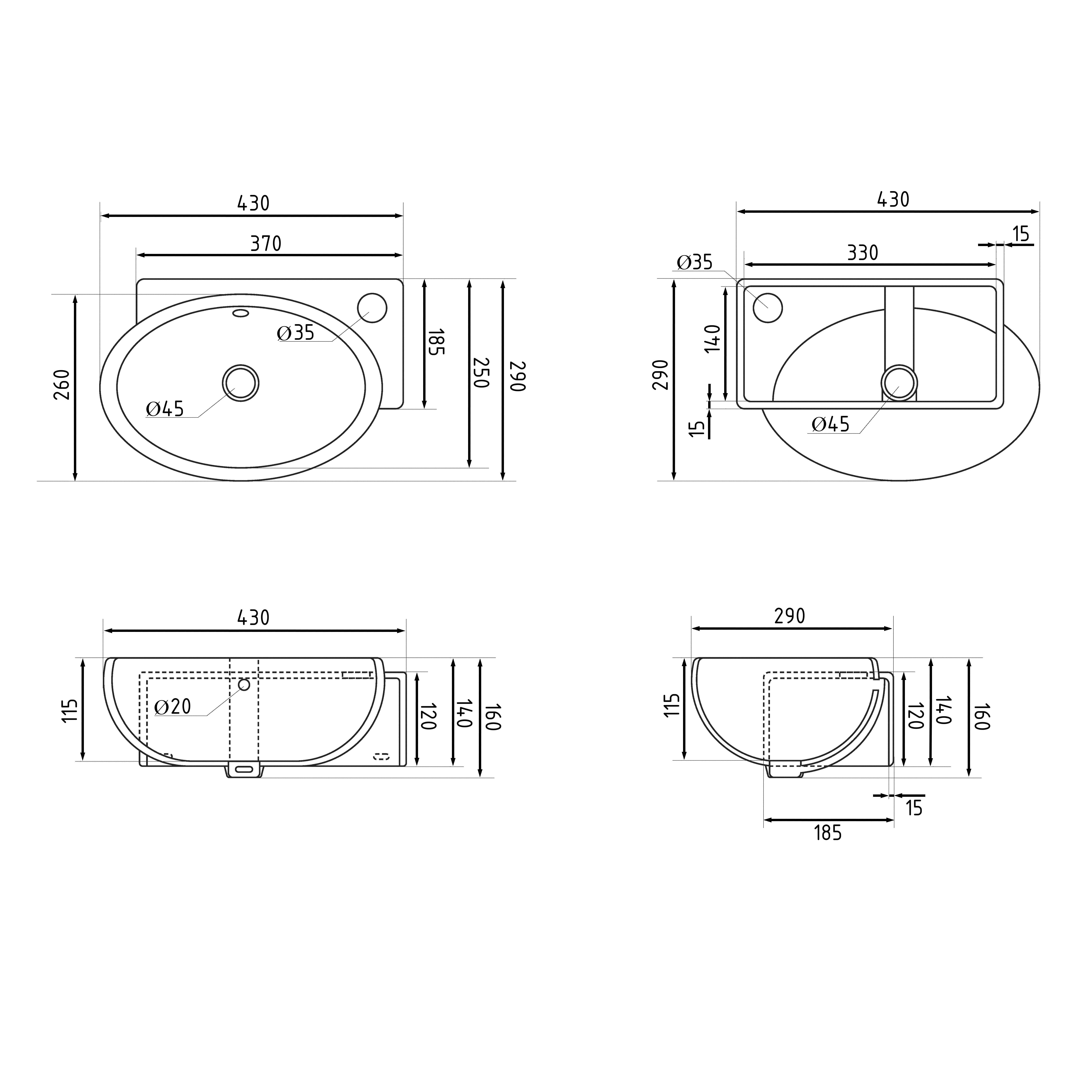 Раковина Qtap Leo 430x285x160 White QT11111008RW