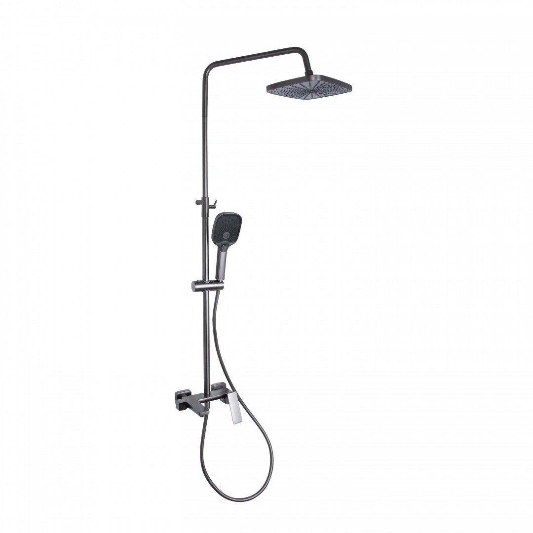 Душова система універсальна Qtap Gemini на три споживачі (з виливом) QTGEM111GMB45688 Gunmetal Black PVD