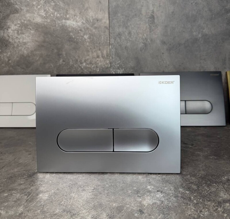 Панель змиву KOER KT-0608-14 240x160x10mm пластикова, кнопка закруглена (колір сатин) (KR6127)