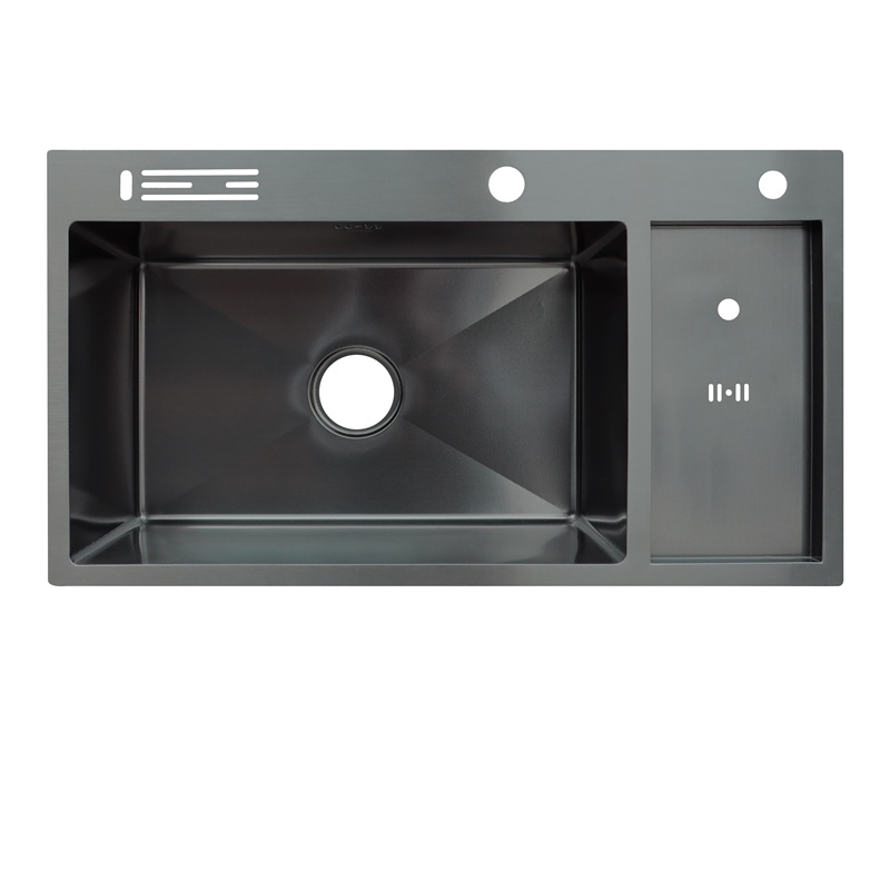 Мийка для кухні з нерж. сталі ZERIX ZH8245-SET-08 MICRO DECOR GRAPHITE (колір графіт) (ZM5594)