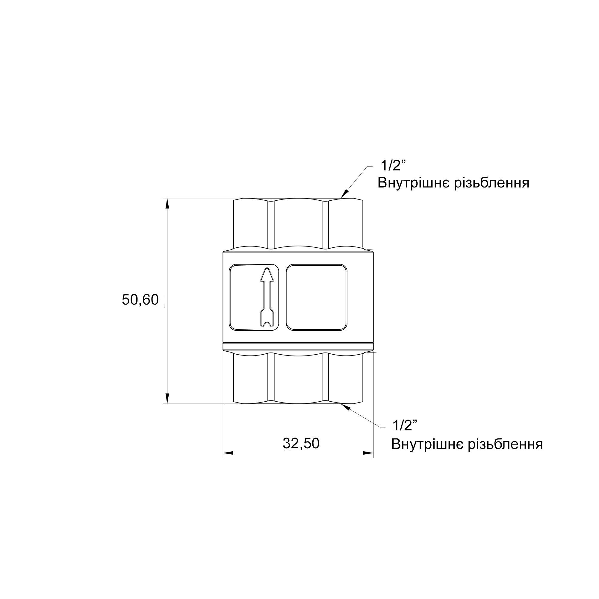 Зворотний клапан Thermo Alliance Standart з латунним штоком 1/2"ВВ посилений TAS246W15
