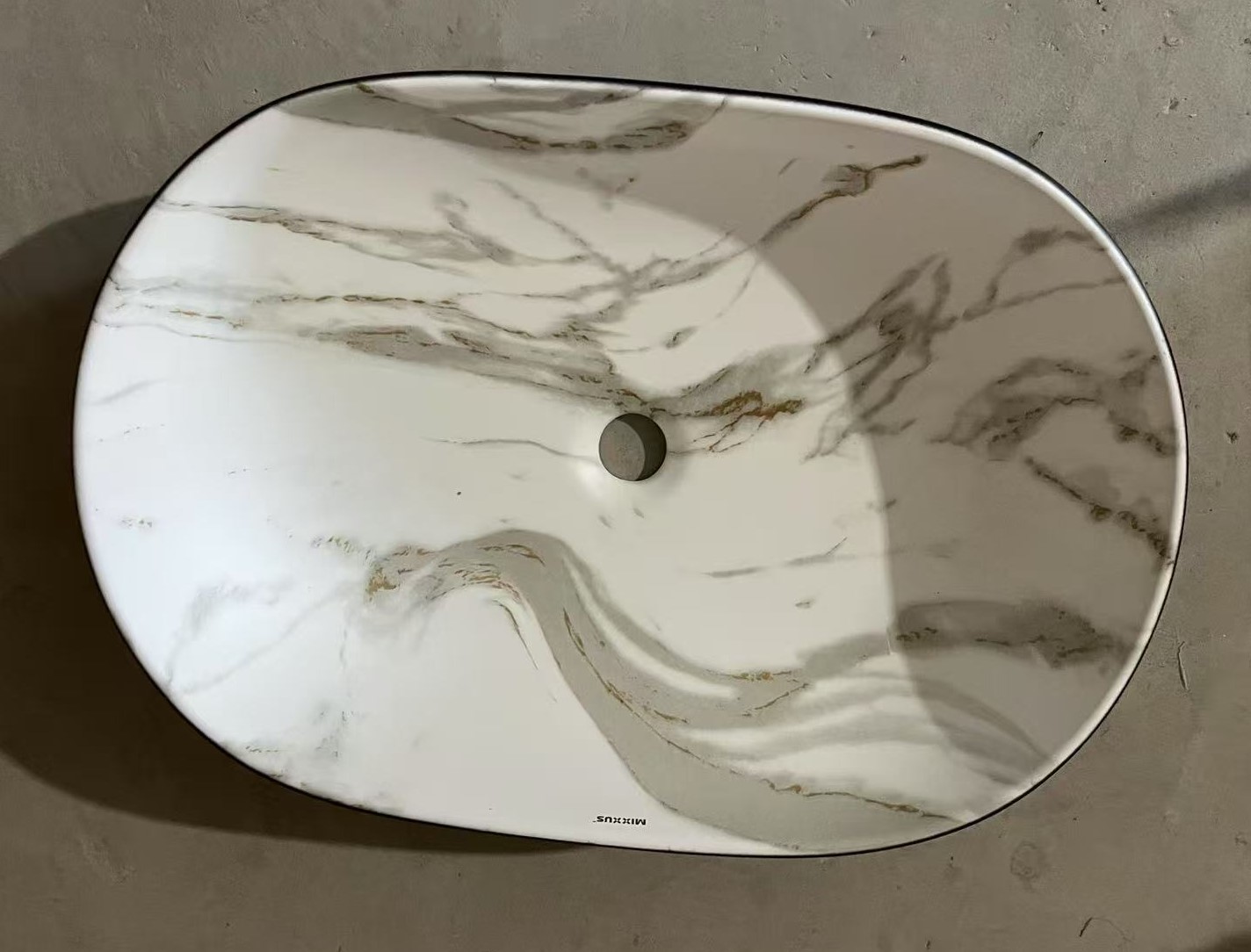 Раковина накладна MIXXUS PREMIUM ELLIPSE-0105 MARBLE-BLACK 600х400х150mm (MP6565)