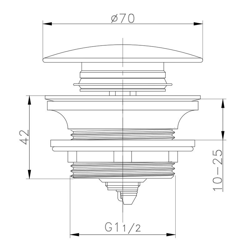 Донний клапан для ванни ZERIX BV-08 автоматичний (Click-Clack) (Колір хром) 1 1/2'' (ZX6025)