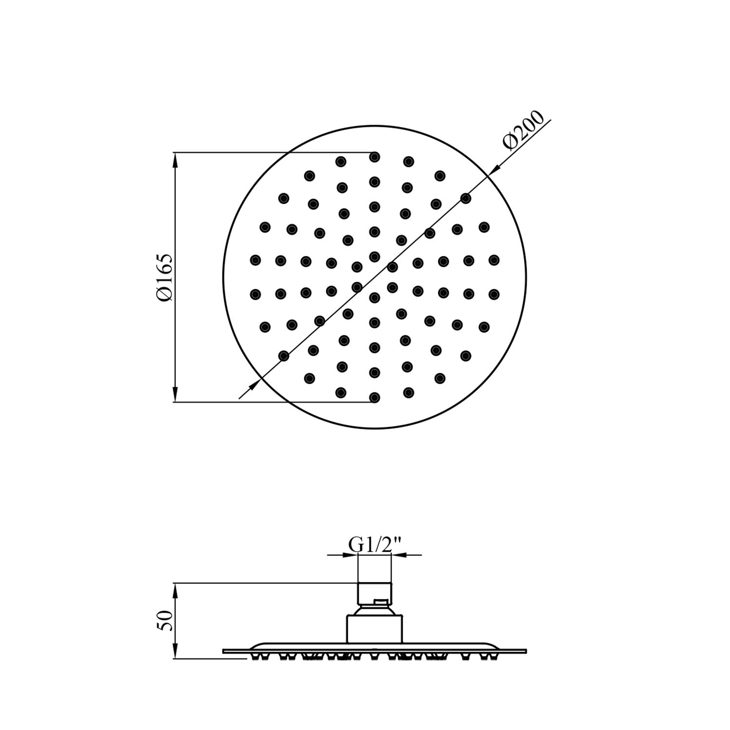 Лійка для верхнього душу Kroner KRP Edelstahl Klassisch - ESG720-20