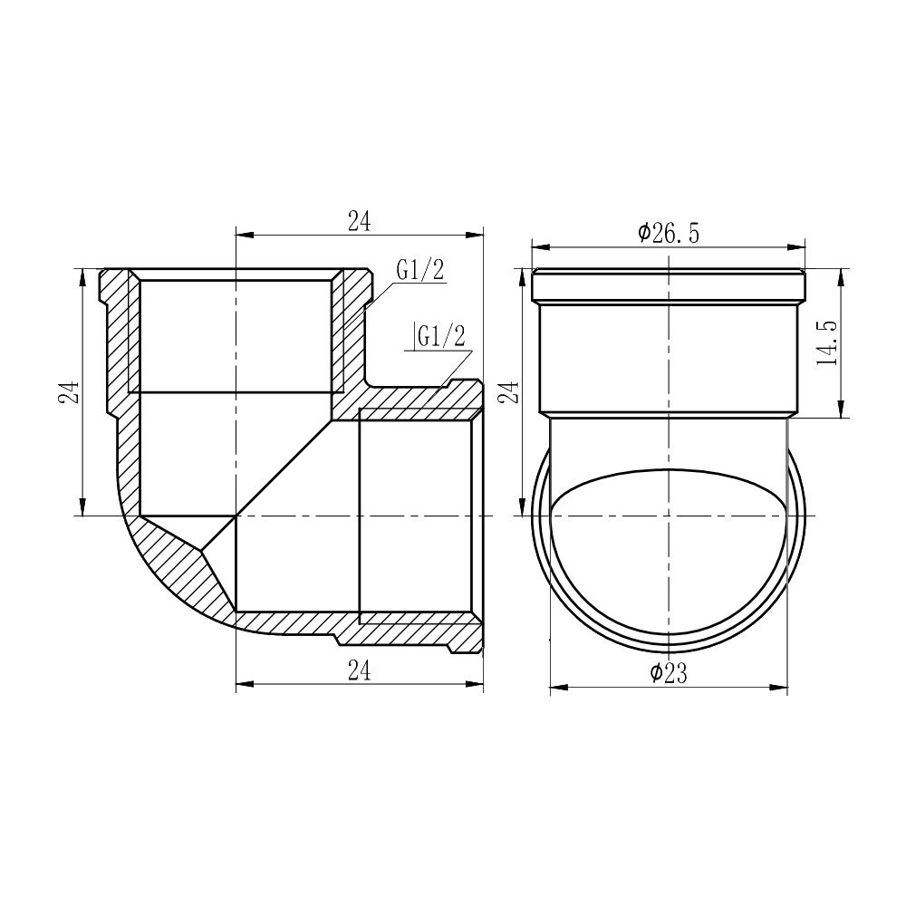 Кут SD Forte 1/2" ВВ хром SF368H15