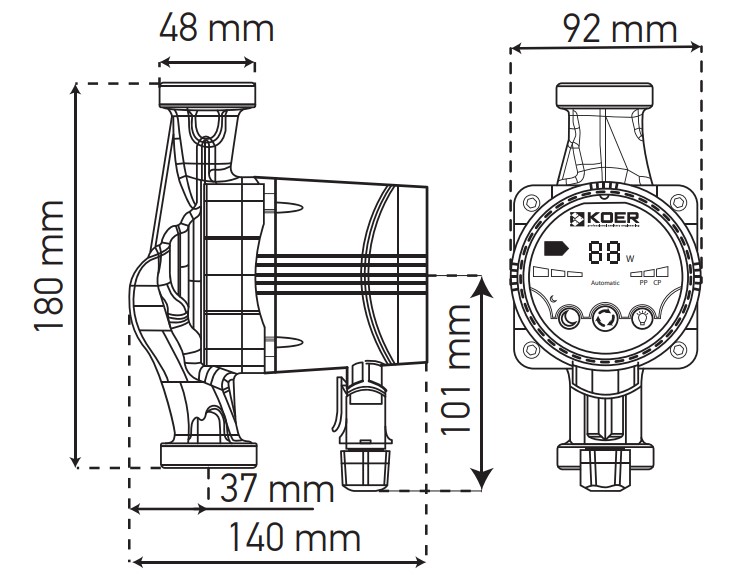 Насос циркуляційний енергозб. Koer KP.N25 / 6-180 (KP0247)