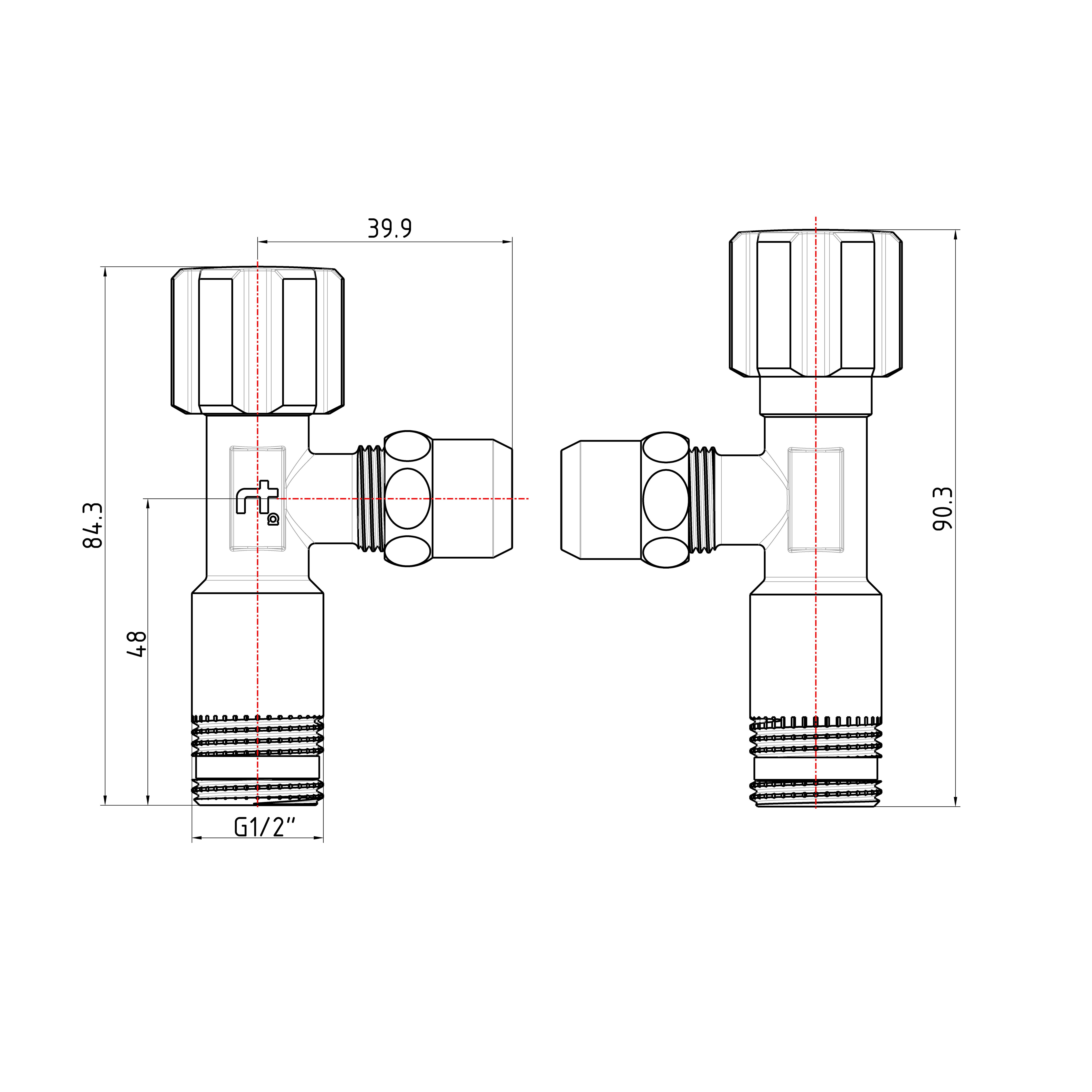 Кран кутовий Thermo Alliance Forte 1/2"Зх3/8"З з перехідником M10, хром TAF341W159