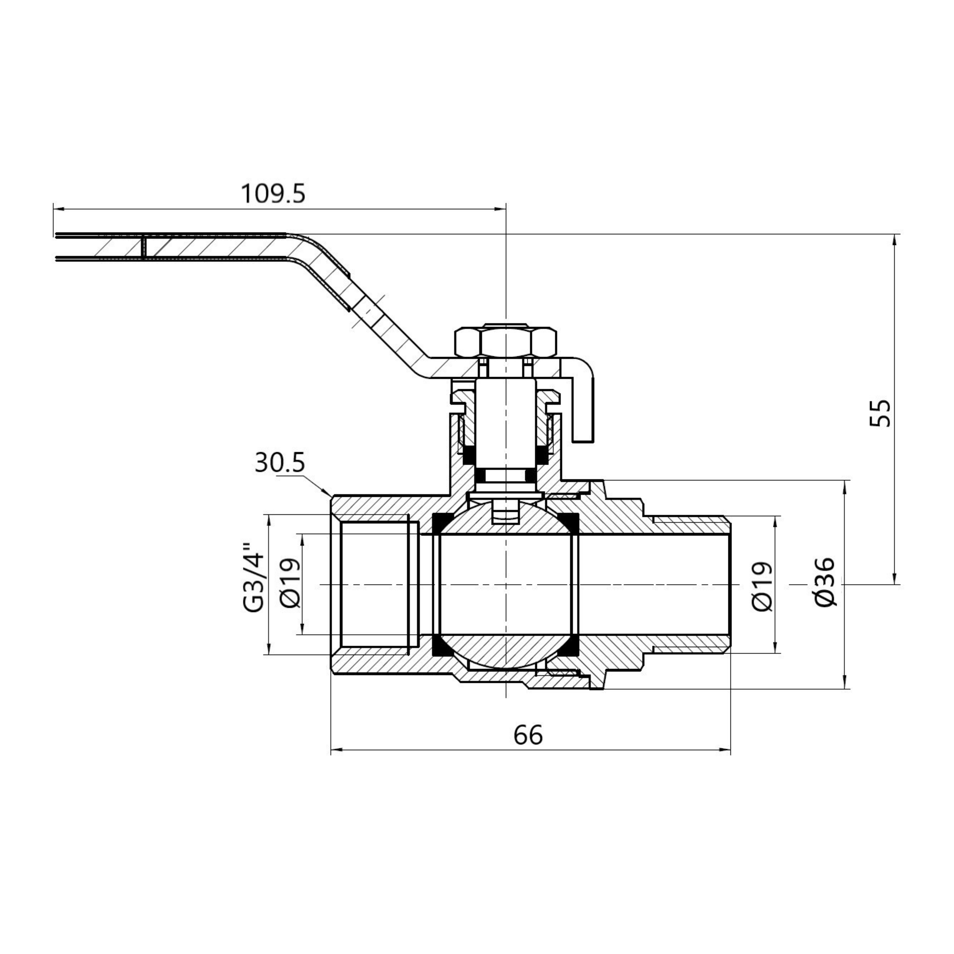 Кран кульовий Thermo Alliance Forte 3/4" ВЗ для води (ручка) SF605W20