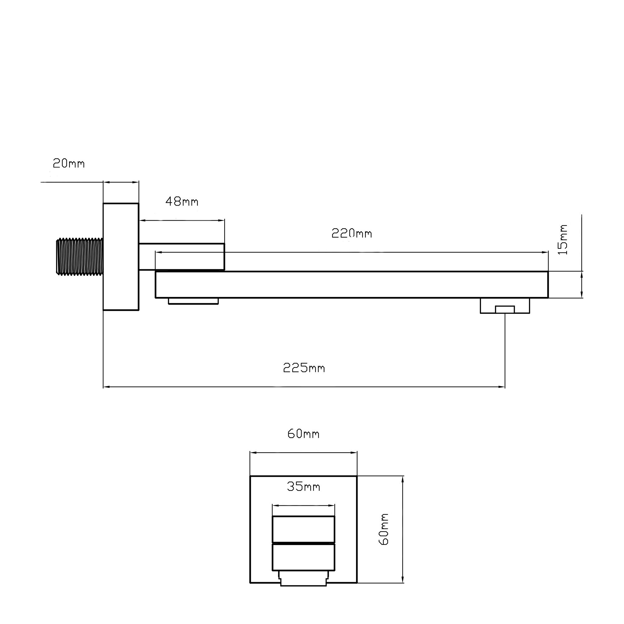 Вилив для систем прихованого монтажу Qtap Vytok 200 мм прямокутний QTVYT246BLM45937 Black Matt