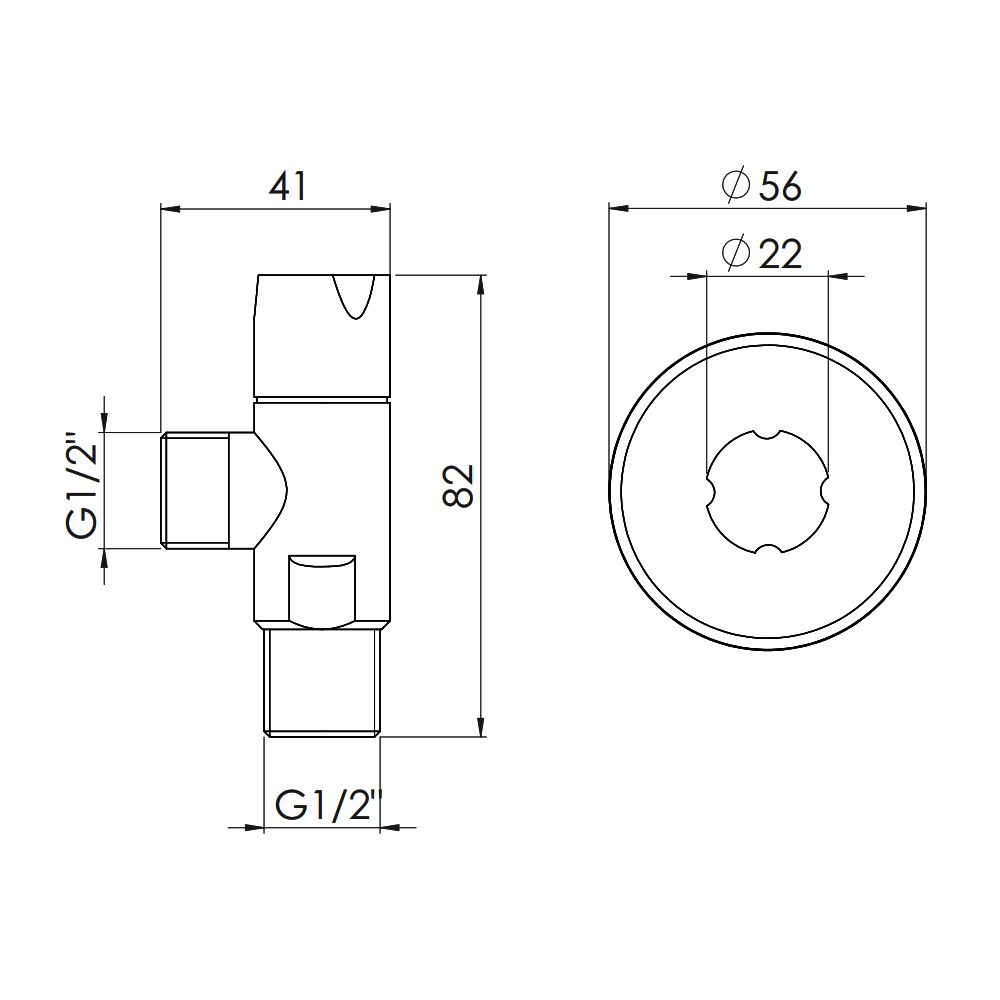 Кран кутовий Thermo Alliance Standart (ручка кругла) з керам.буксою 1/2"З х 1/2"З SF342W1515