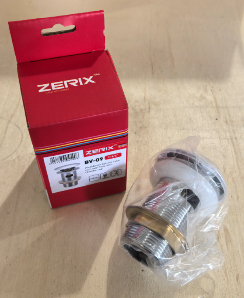 Донний клапан для раковини з переливом ZERIX BV-09 автоматичний (Click-Clack) (Колір хром) 1 1/4'' (MY0414)