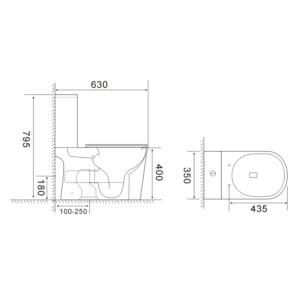 Чаша унітазу-компакту без сидіння MIXXUS WAVE-0405-R BOWL 400x350x630 система змиву RIMLESS (MI8363)