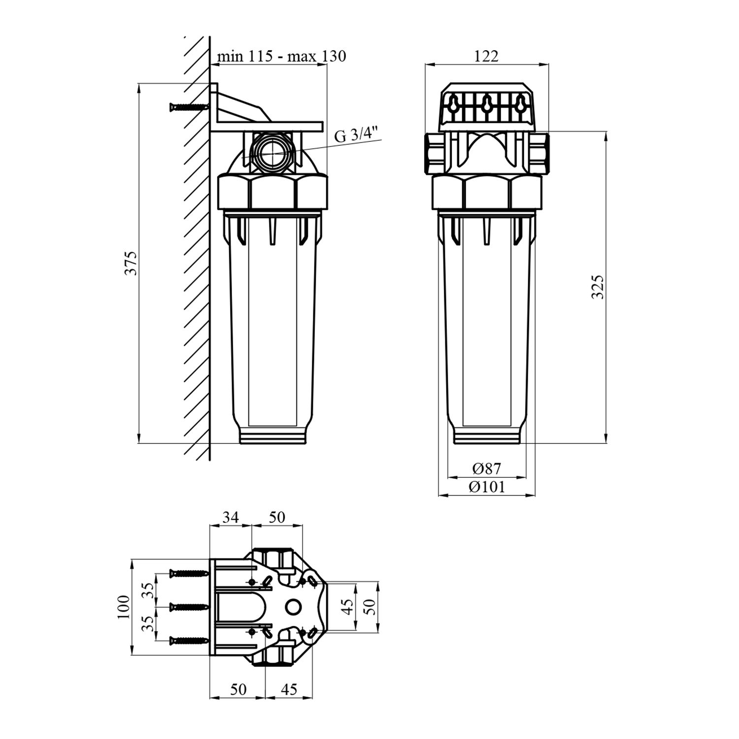 Фільтр магістральний в зборі Rozma 3/4"