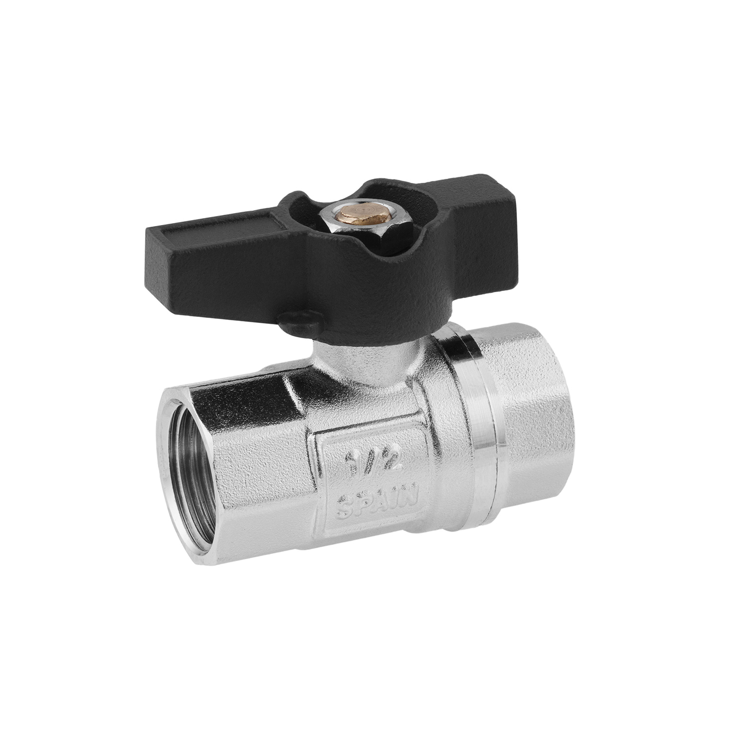 Кран кульовий Karro UNO 1/2" ВВ PN40 метелик, нікельований