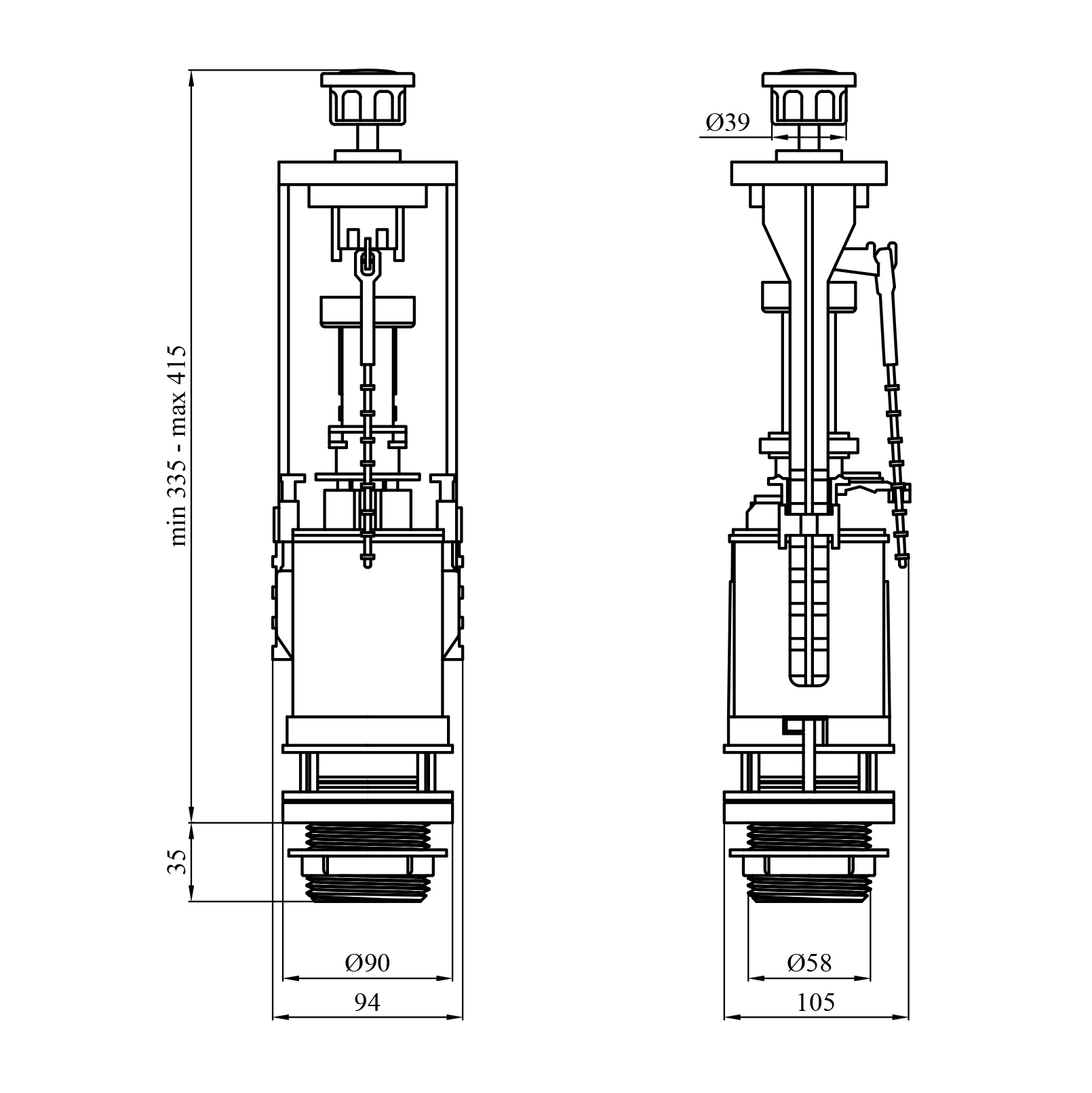 Зливний клапан для бачка унітаза NM однорівневий