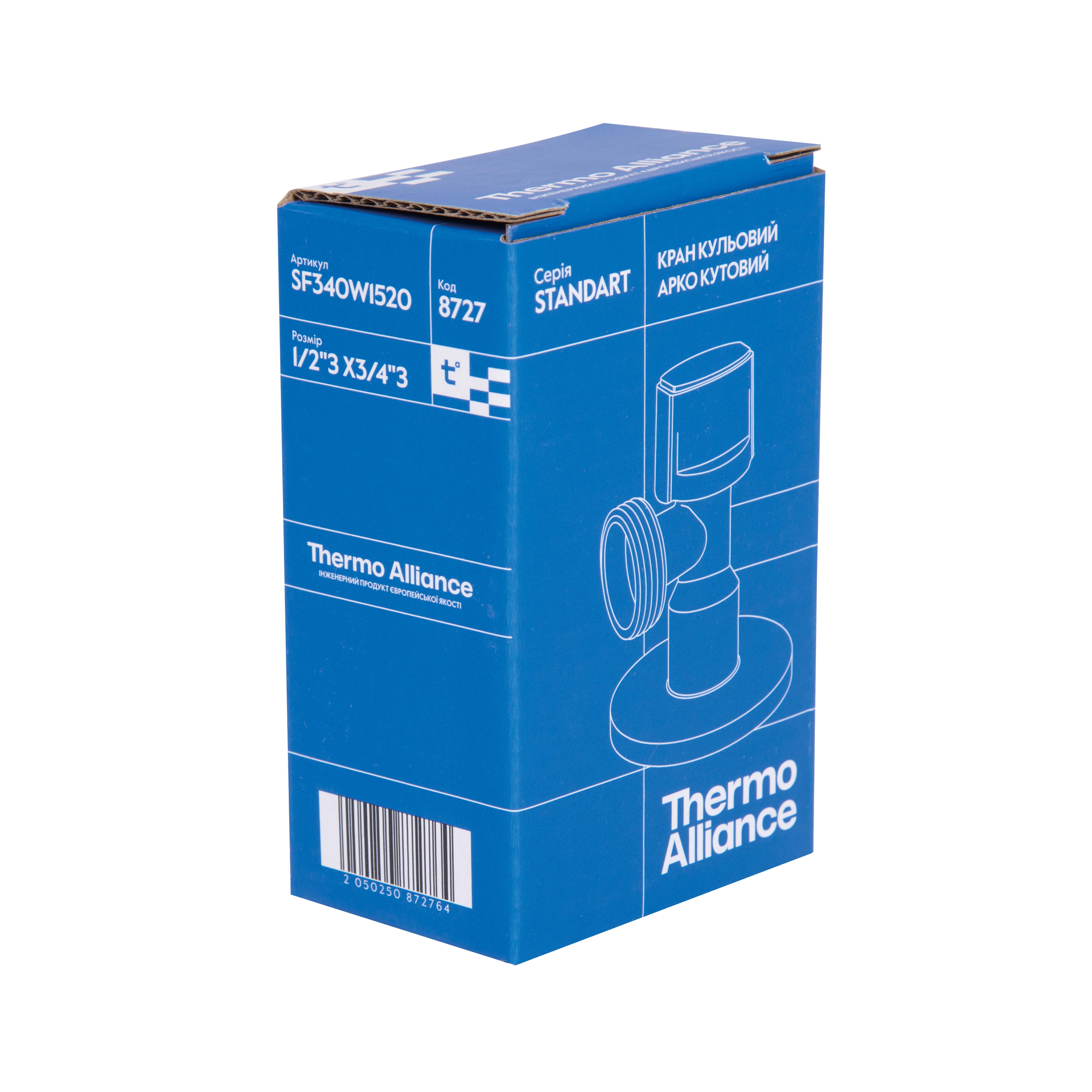 Кран приладовий кульовий Арко Thermo Alliance Standart 1/2"З х 3/4"З SF340W1520