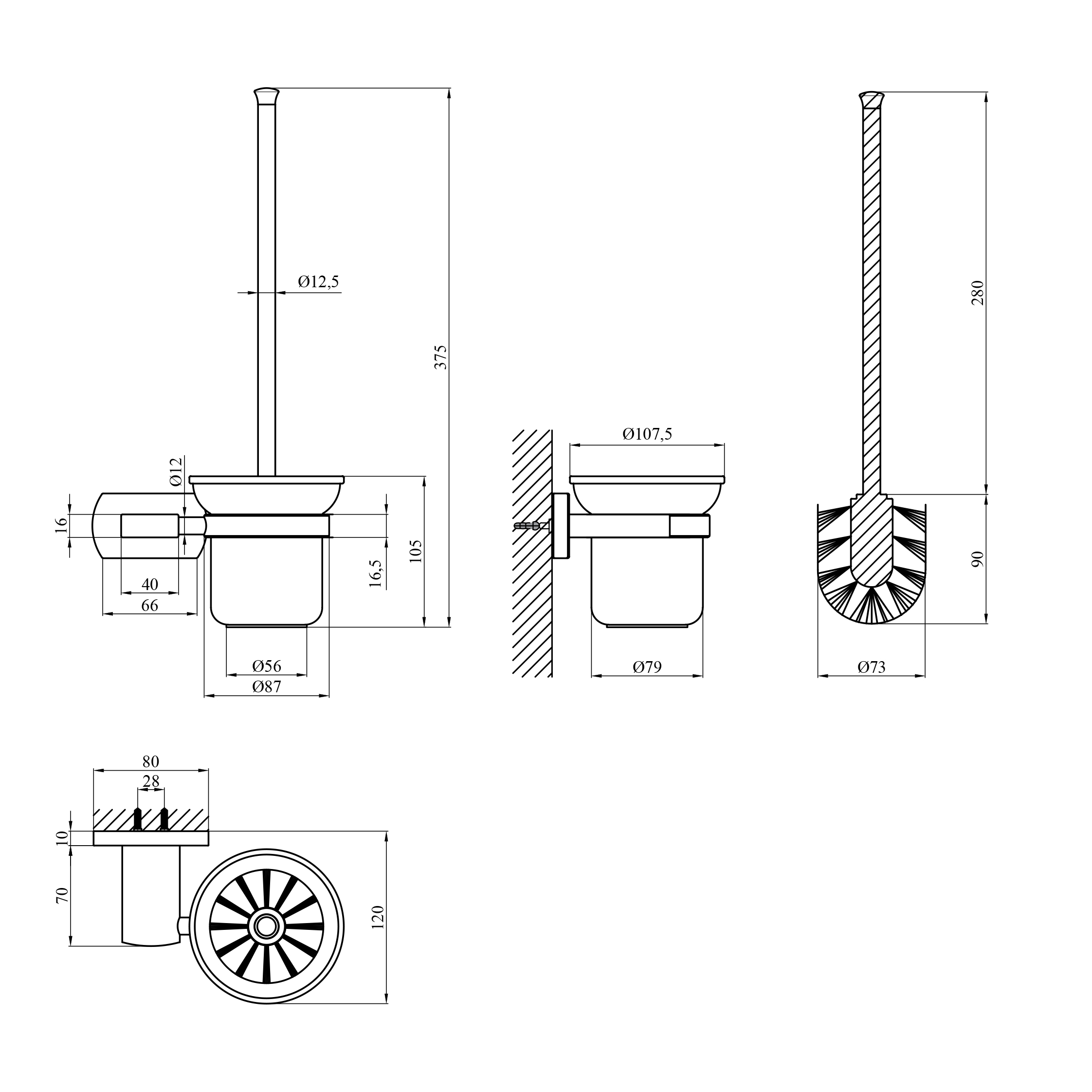 Йоржик для унітаза настінний Kroner KRP Graz - GRP95613