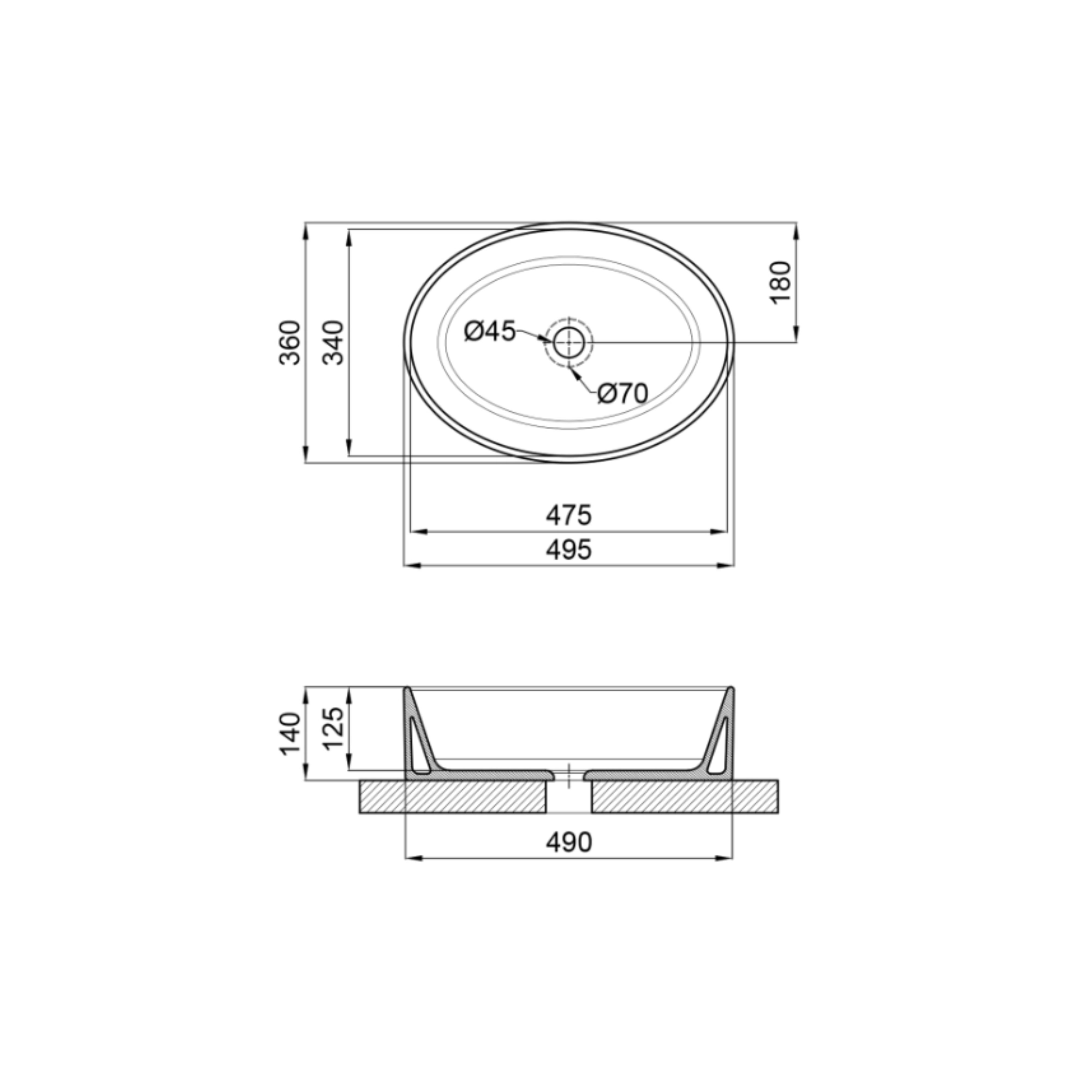 Раковина-чаша Qtap Kolibri 500x360x140 White QT10113054WN