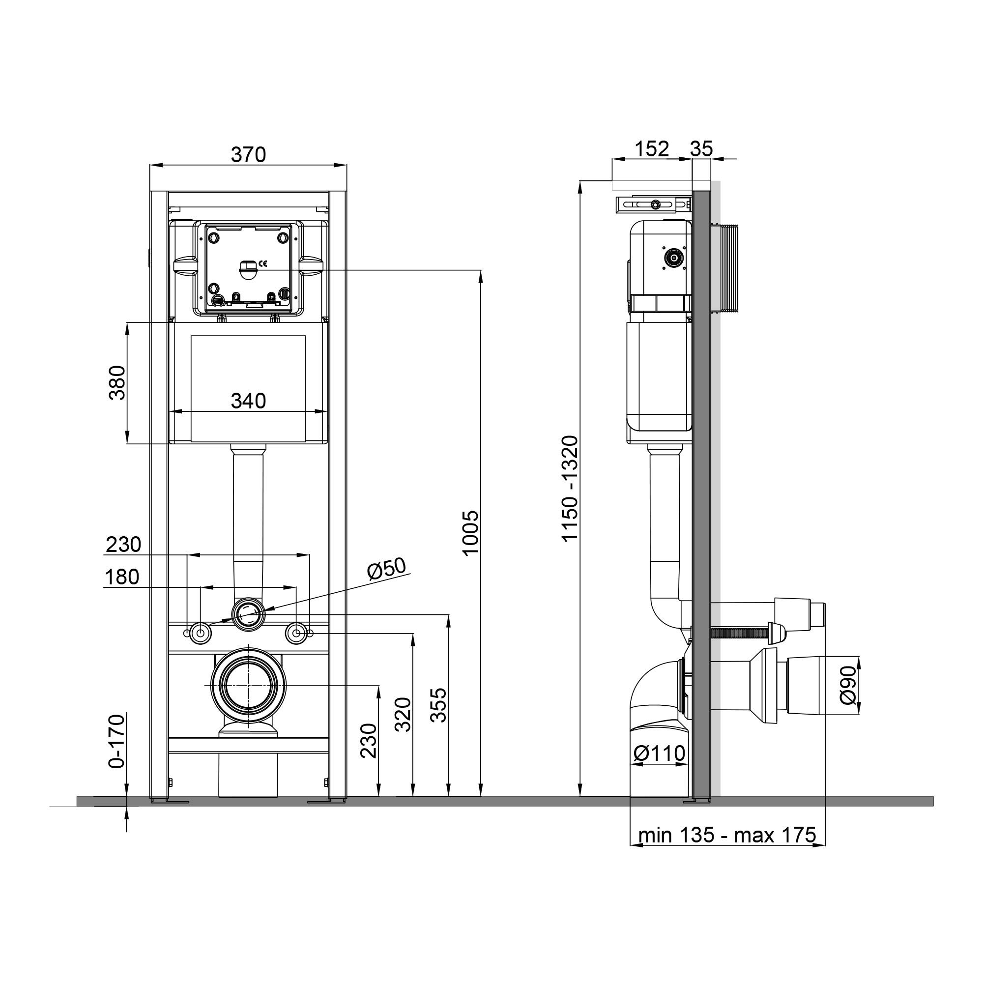 Інсталяція для унітаза Qtap Nest Uni QT0233M370