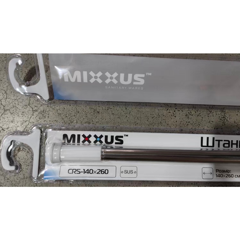 Штанга для шторки телескопічна пряма MIXXUS CRS-140x260 140cm-260cm (нержавіюча сталь) (AC0654)