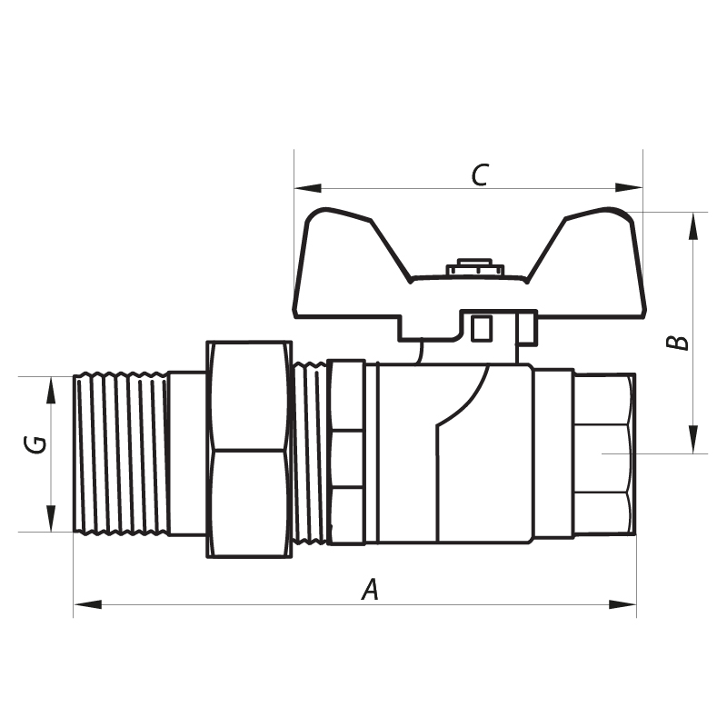 Кран кульовий з американкою 3/4" ГШМ (NF.921) Nolf (NF2962)