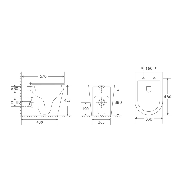 Унітаз підлоговий безбачковий MIXXUS PREMIUM BEVEL-0701-T1 580х365х430mm система змиву TORNADO 1.0 (MP6597)