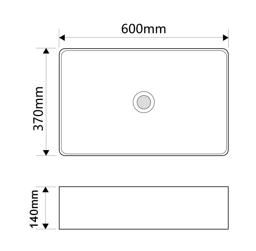 Раковина накладна MIXXUS PREMIUM QUADRO-0209 600х370х140mm (перелив) (MP6522)