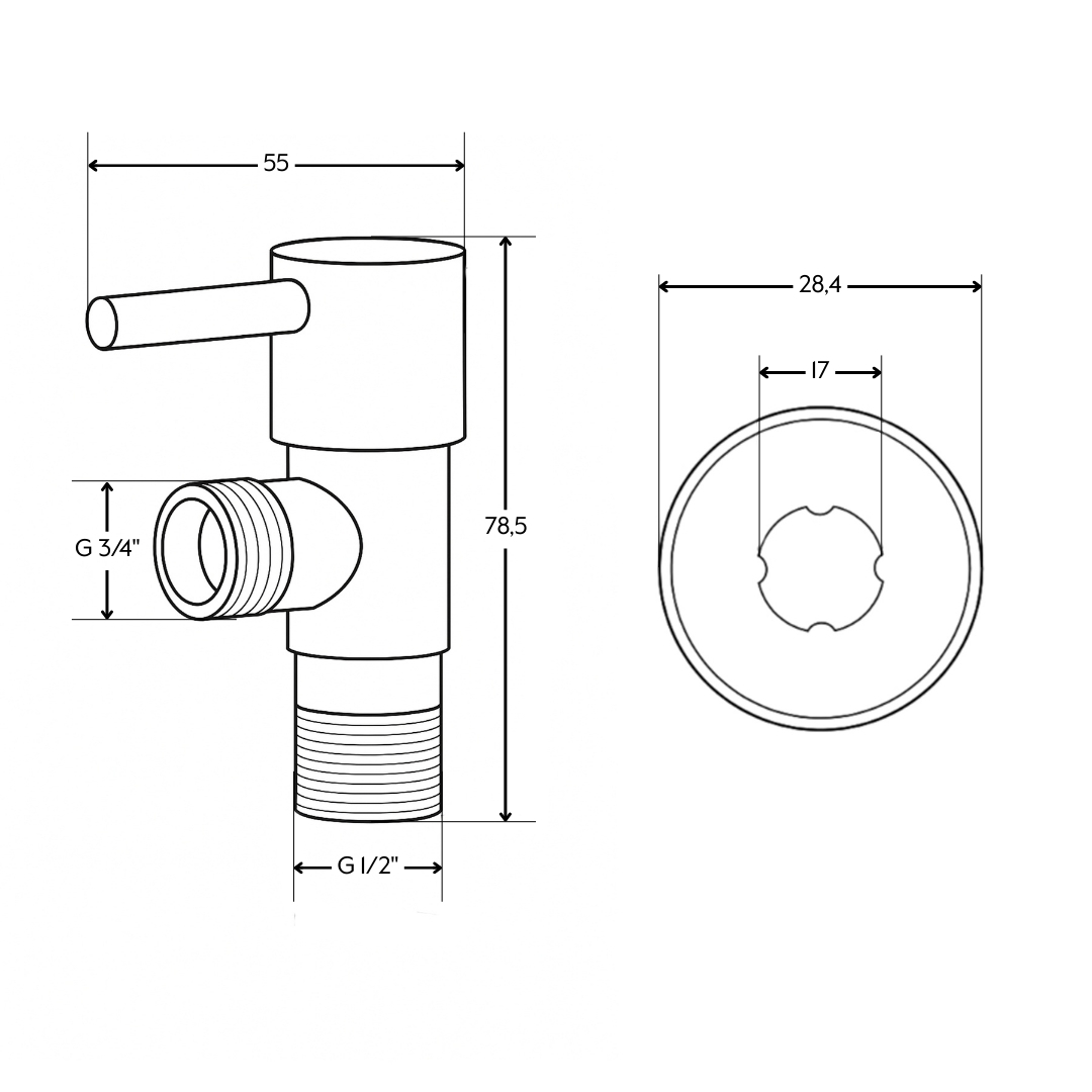 Кран кутовий Thermo Alliance Standart (ручка паличка) з керам.буксою 1/2"Н х 3/4"Н SF343W1520