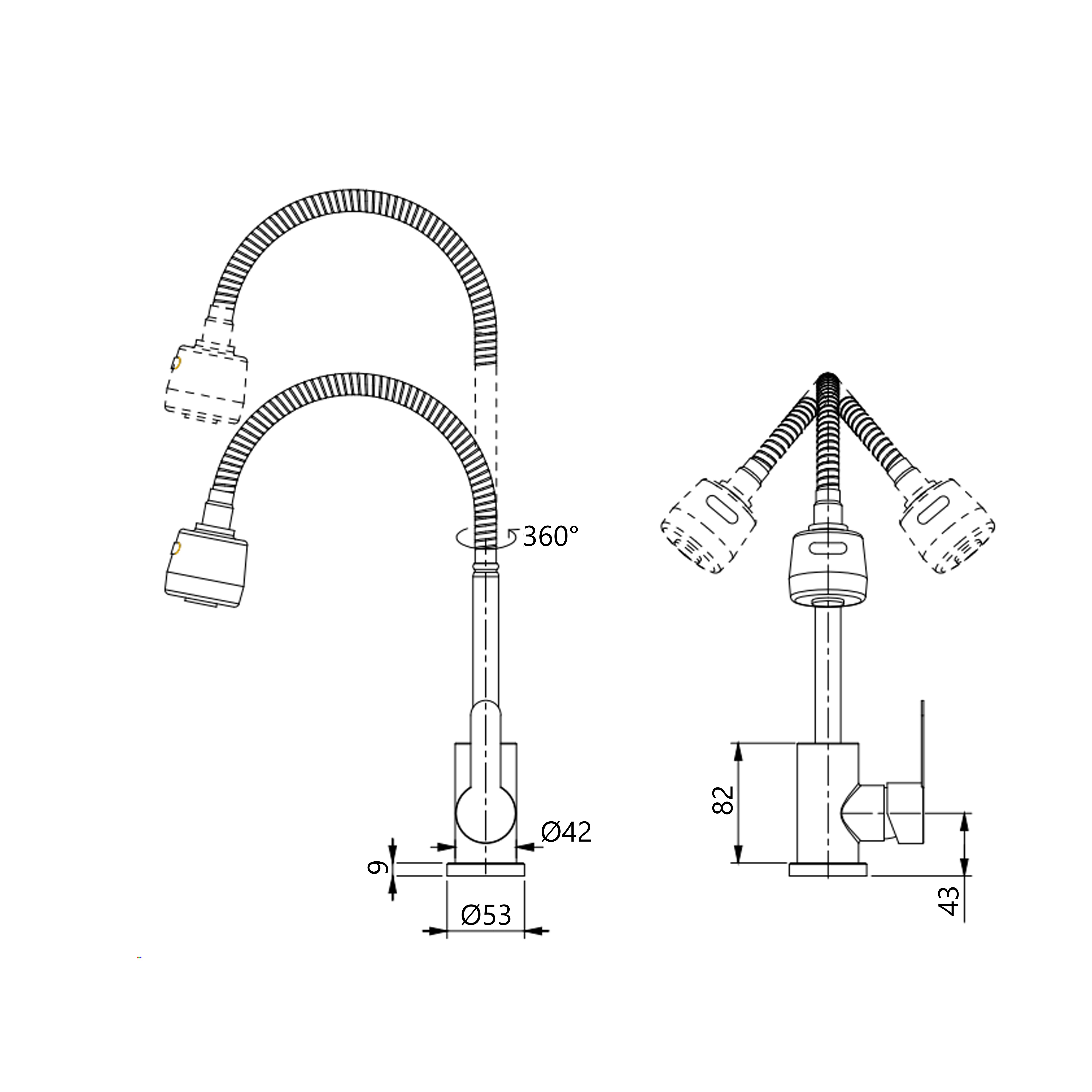 Змішувач для кухні Brinex Pure 015F41 з гнучким виливом   Nickel BRIPUR015F41NKL