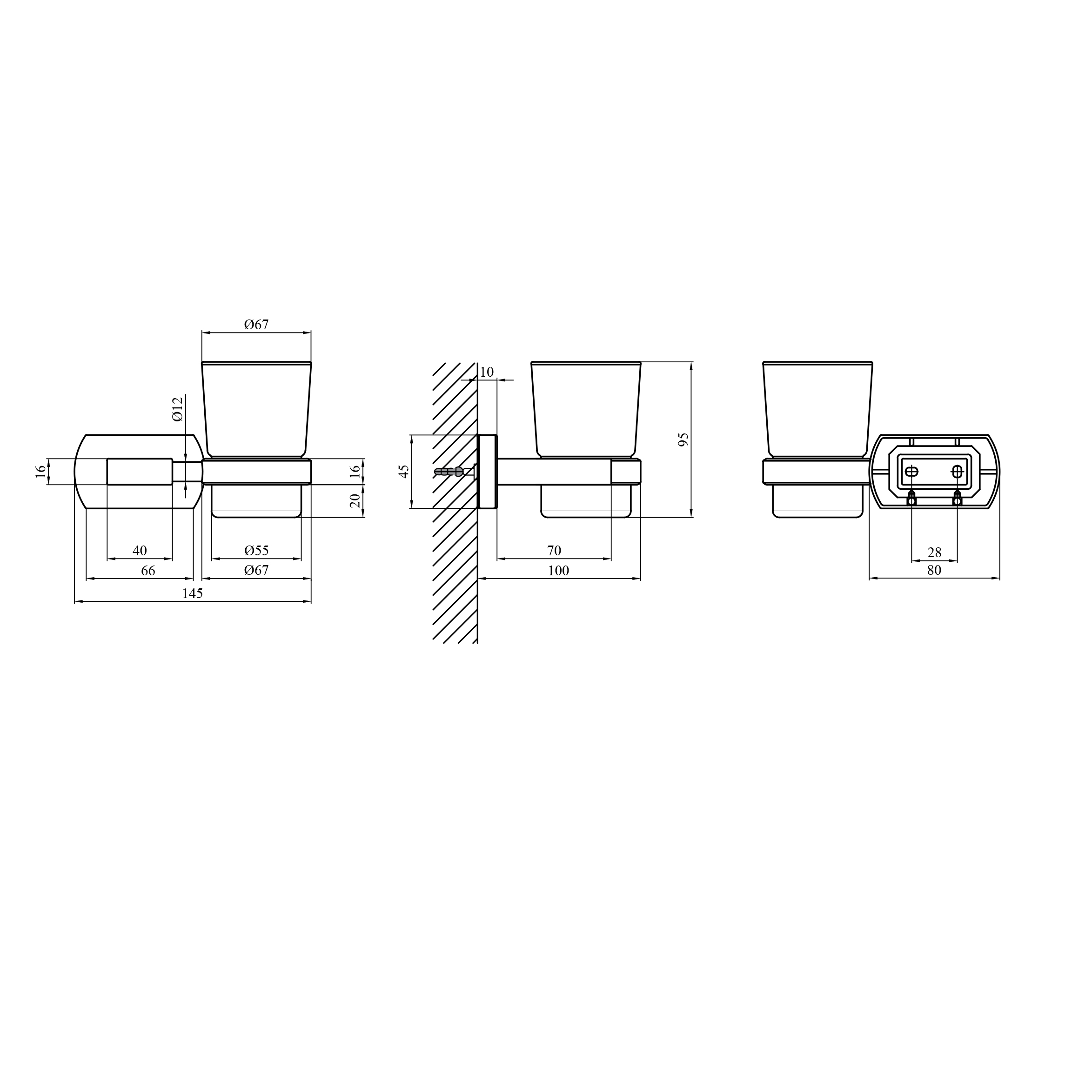 Склянка з тримачем для ванної кімнати Kroner KRP Graz - C95602