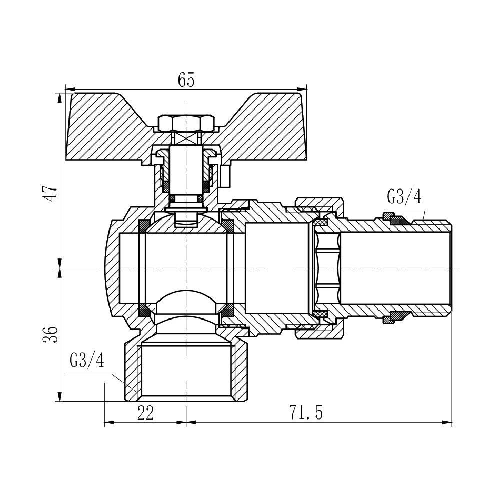 Кран кульовий "Американка" Thermo Alliance Forte 3/4" з антипротіканням кутовий SF223W20