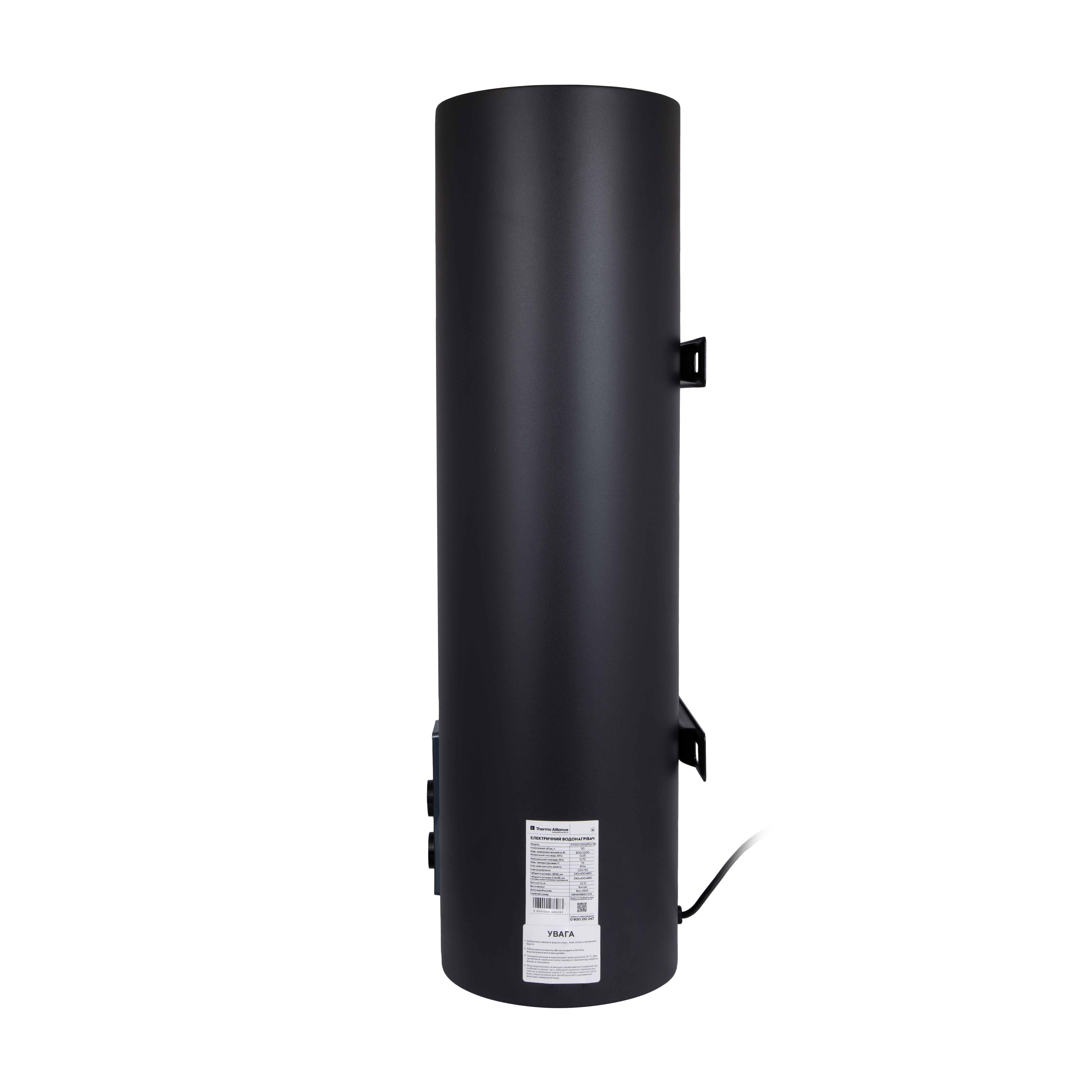 Водонагрівач електричний Thermo Alliance 50 л Black, плоский вертикальний, мокрий ТЕН 2 кВт (0,8+1,2) DT50V20G(PD)/2В