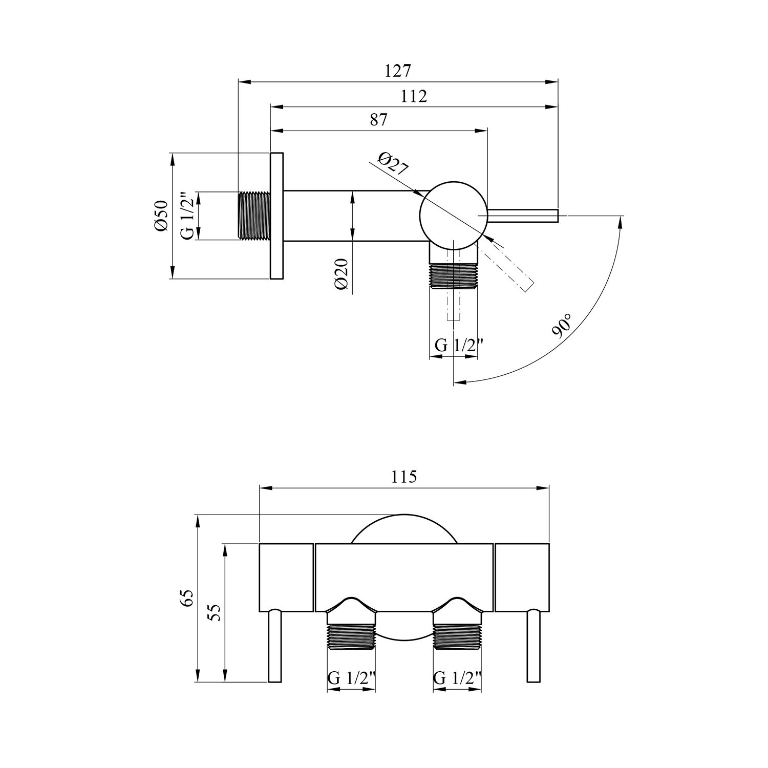 Кран приладовий для підключення Karro 1/2"x1/2"x1/2" ЗЗЗ на 2 виходи хромований KR-3155