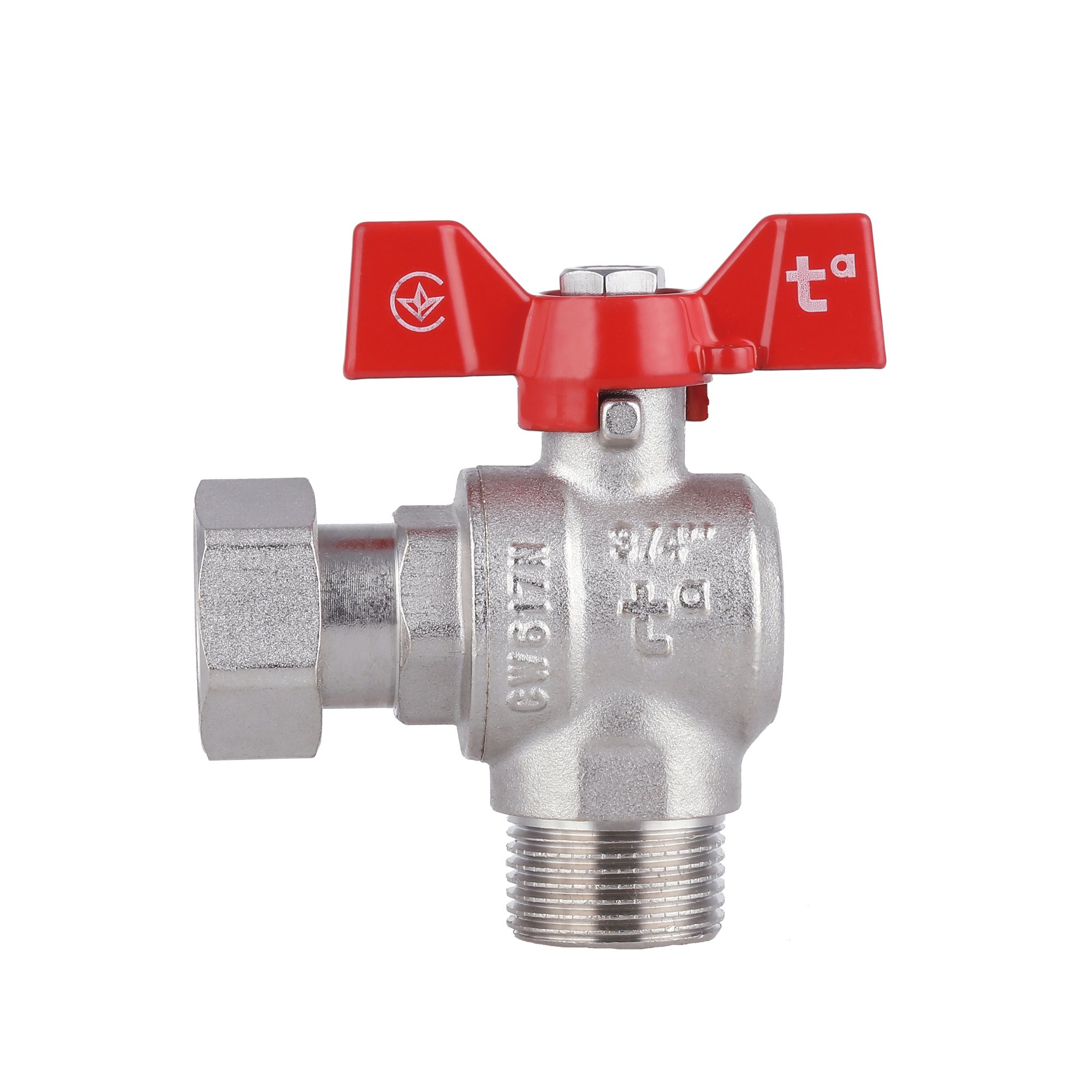 Кран кульовий з накидною гайкою Thermo Alliance Forte 3/4" ВЗ для води кутовий SF224W20