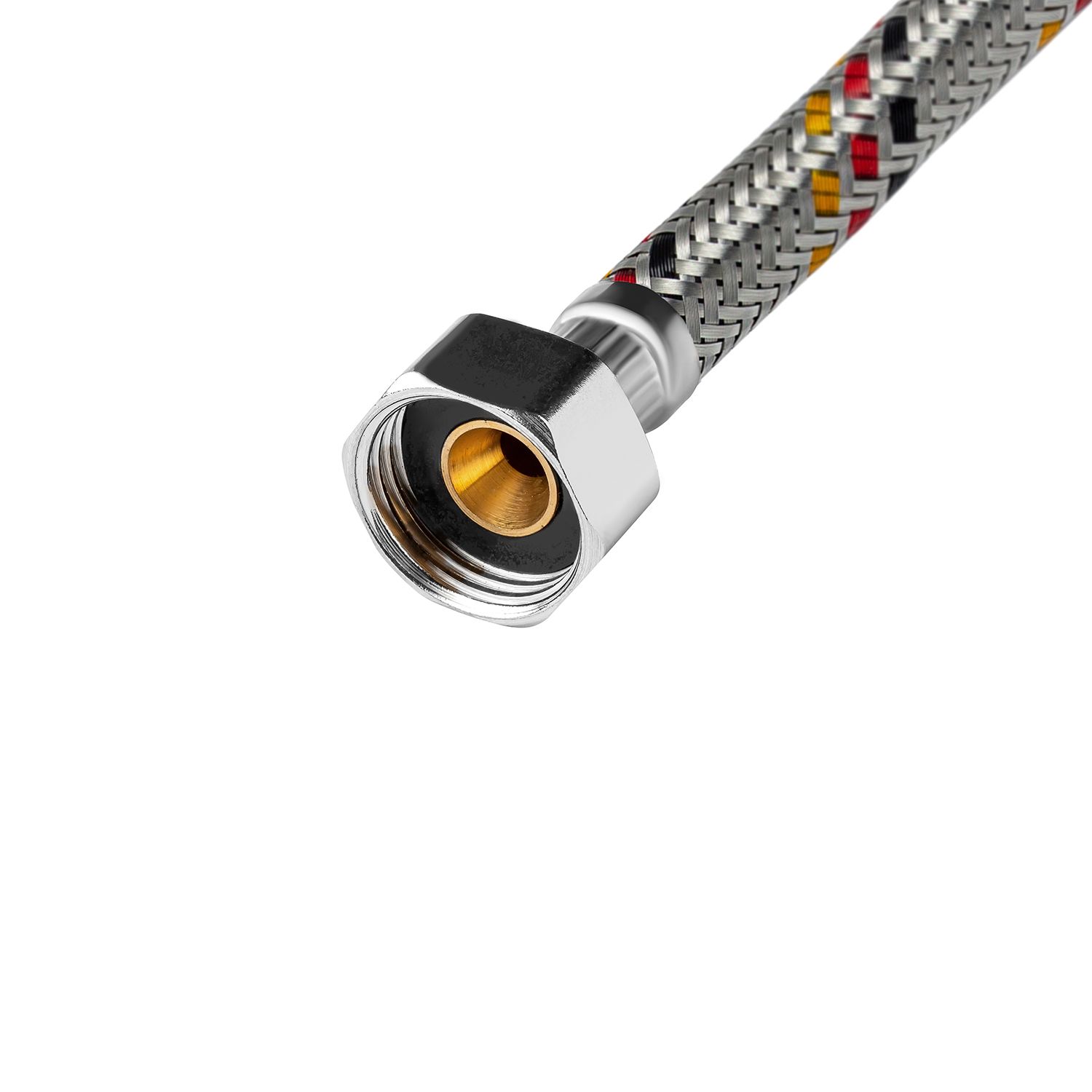 Гнучка підводка для підключення води Kroner KRP 1/2" ВВ 120 см в обплетенні з нержавіючої сталі